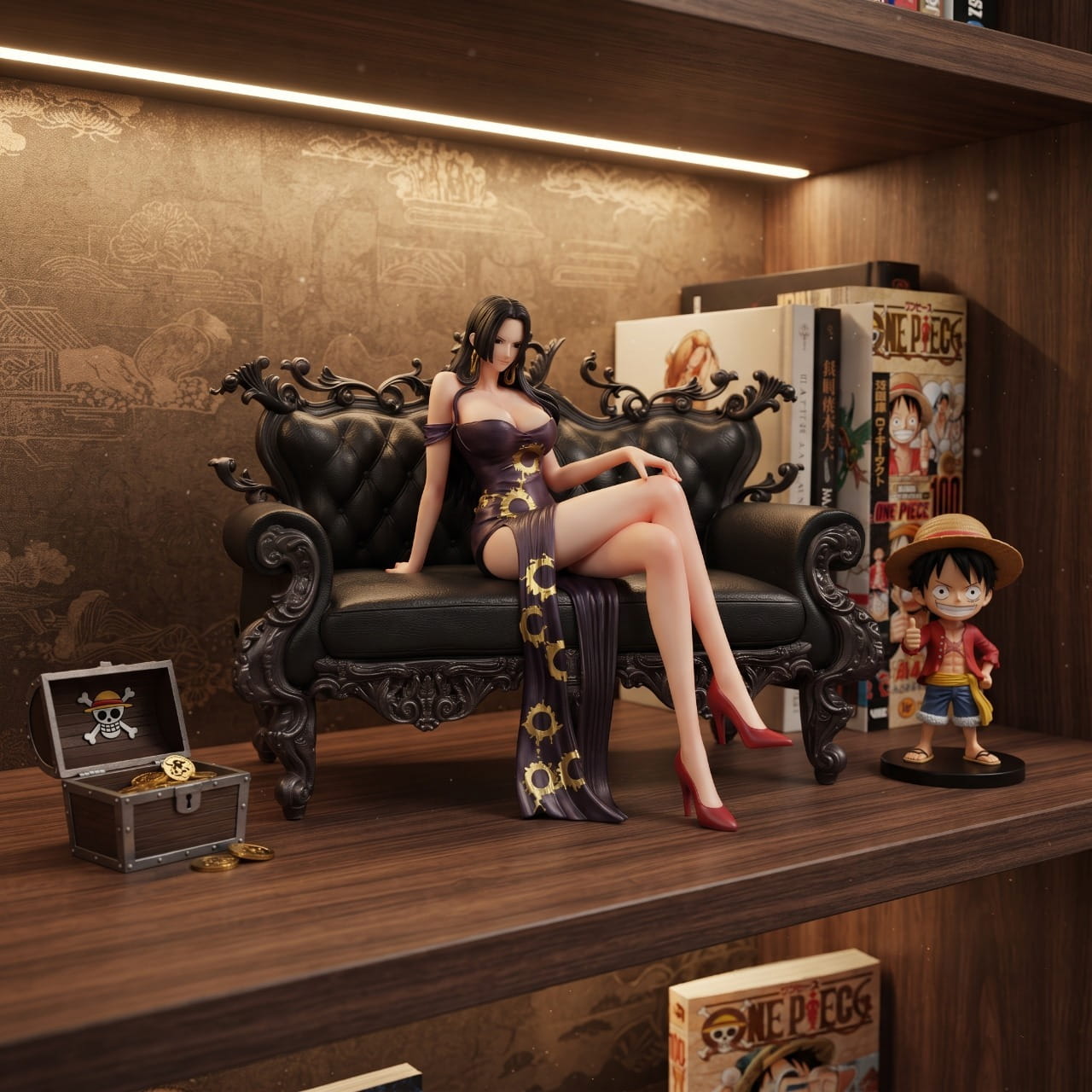 Figurine Boa Hancock sofa One Piece - exposee sur une etagere (decor non inclus)