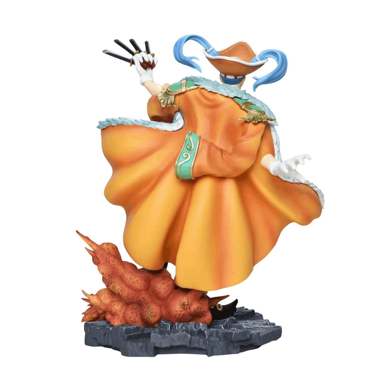 Figurine One Piece Buggy statue PVC détails du socle