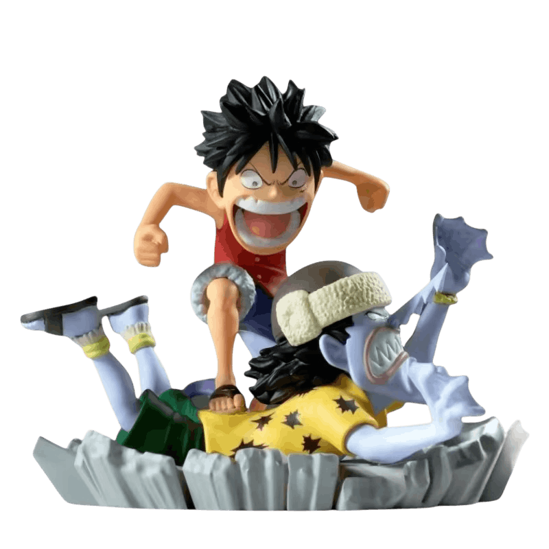 Diorama One Piece Luffy jaillissant d'un cratère - face