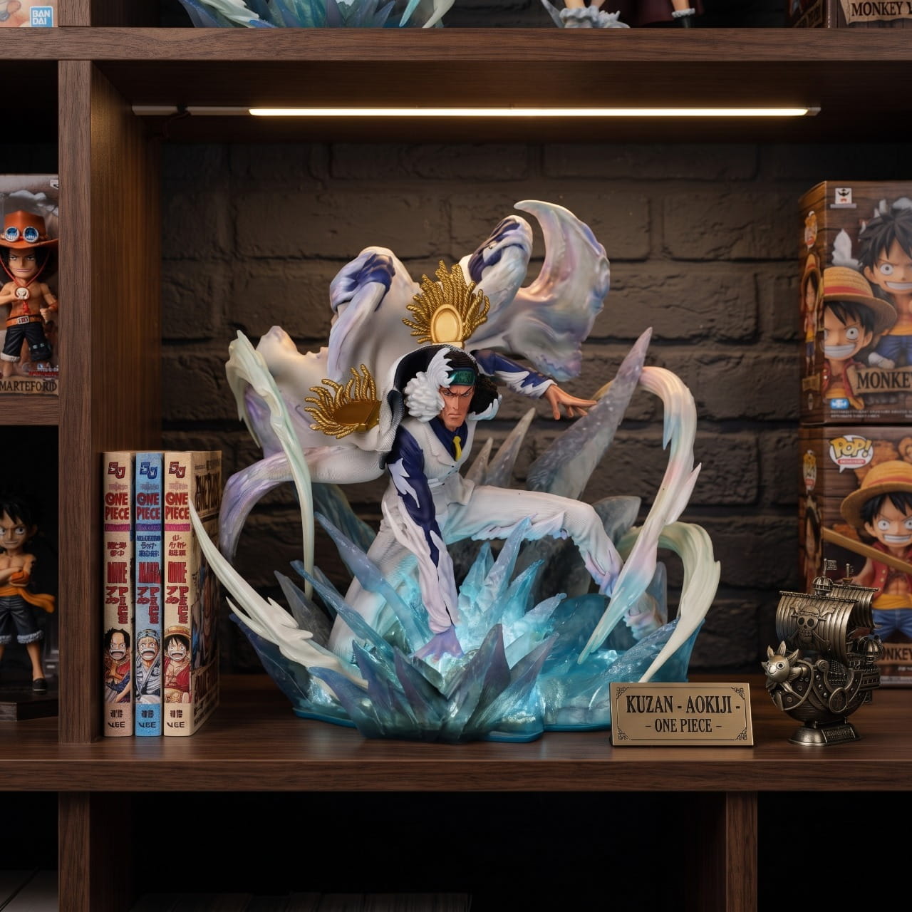 Figurine Kuzan Aokiji pics de glace One Piece - exposee sur une etagere (decor non inclus)