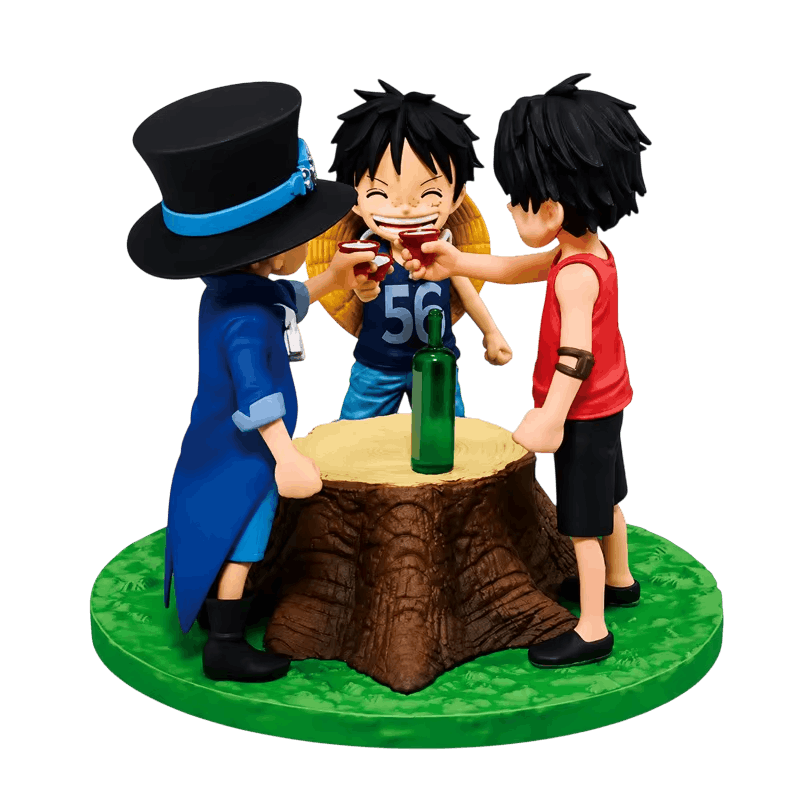 Figurine diorama Luffy, Ace et Sabo enfants échangeant les coupelles de saké - One Piece