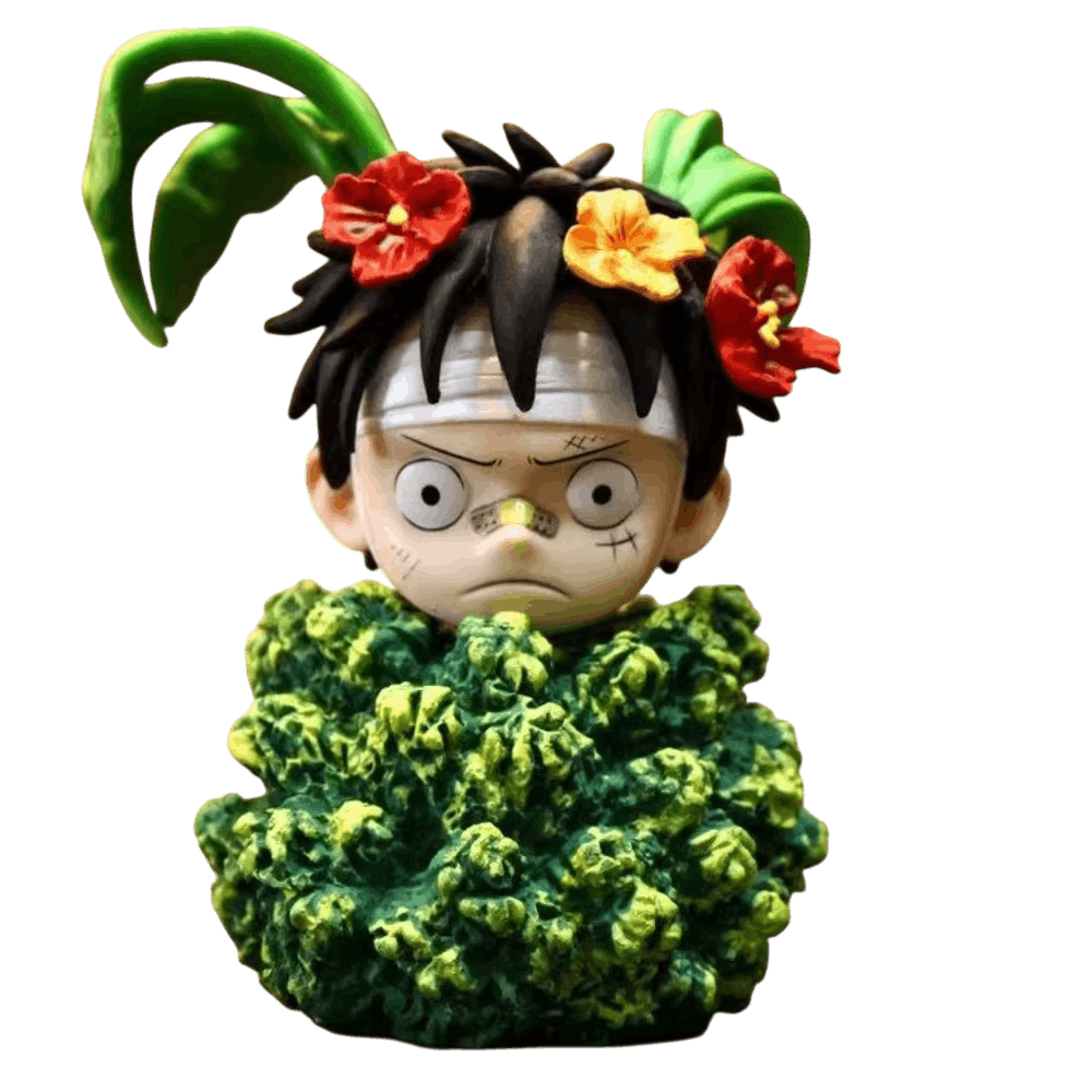 Figurine Luffy camouflage buisson One Piece - face