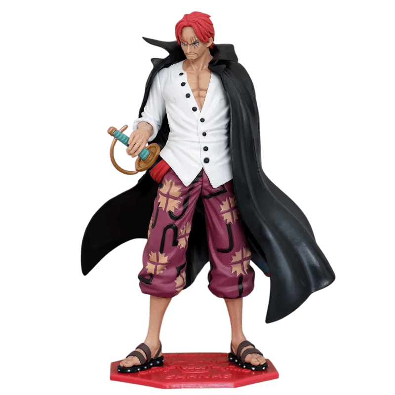 Figurine Shanks le Roux cape noire sabre Gryphon socle rouge - One Piece