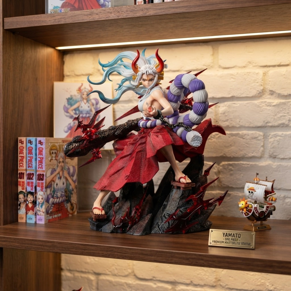 Figurine Yamato One Piece exposée sur une étagère (décor non inclus)