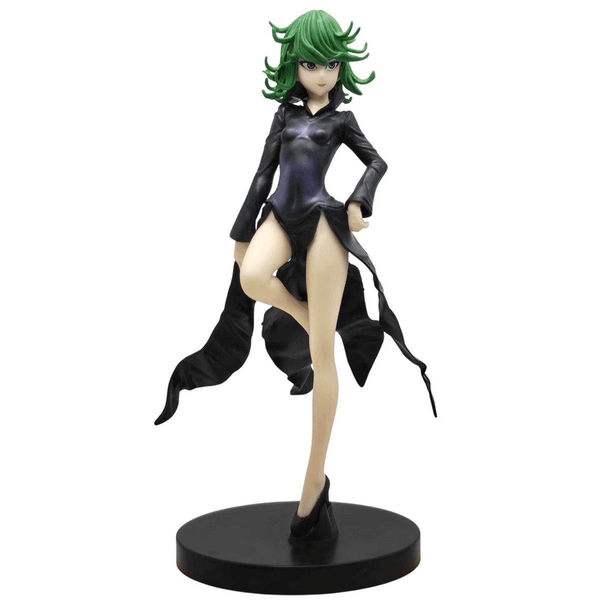 Figurine Tatsumaki (One Punch Man), 20 cm, pans de robe effilés, étirés comme par le mouvement — détourée, vue sans décor.