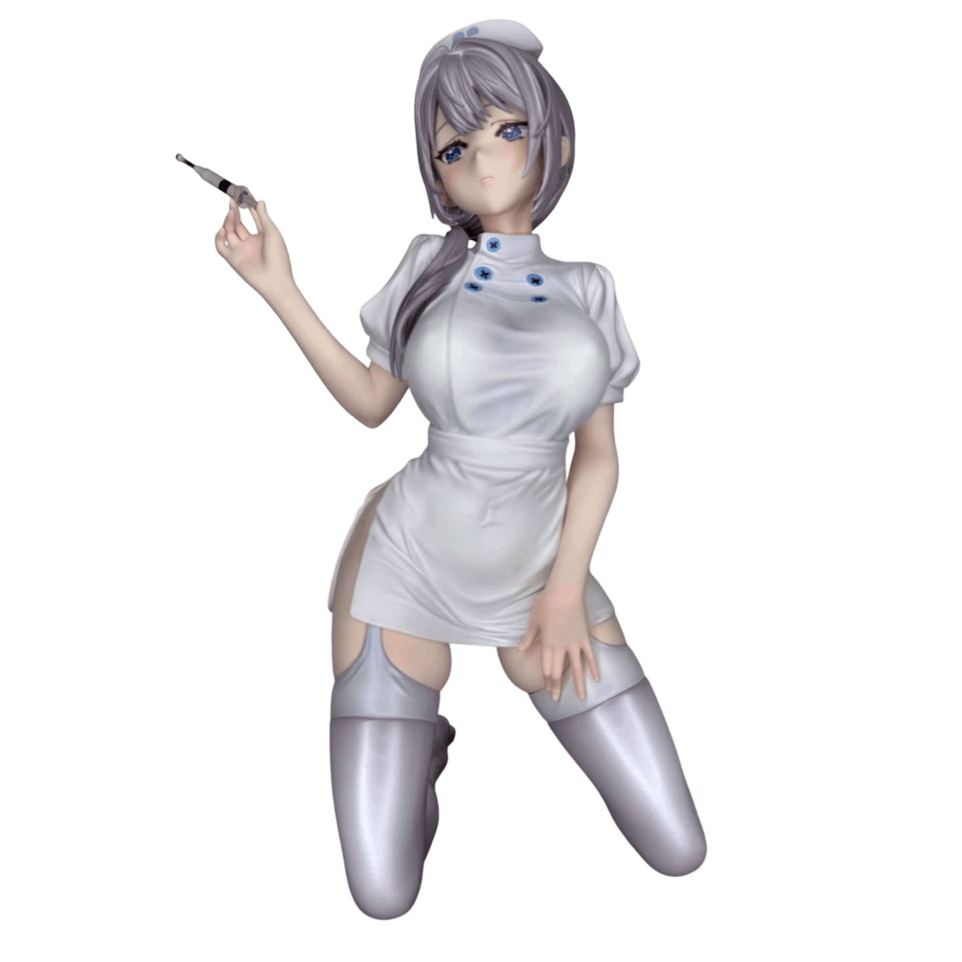 Figurine Saotome Shino en tenue d'infirmière à genoux - face