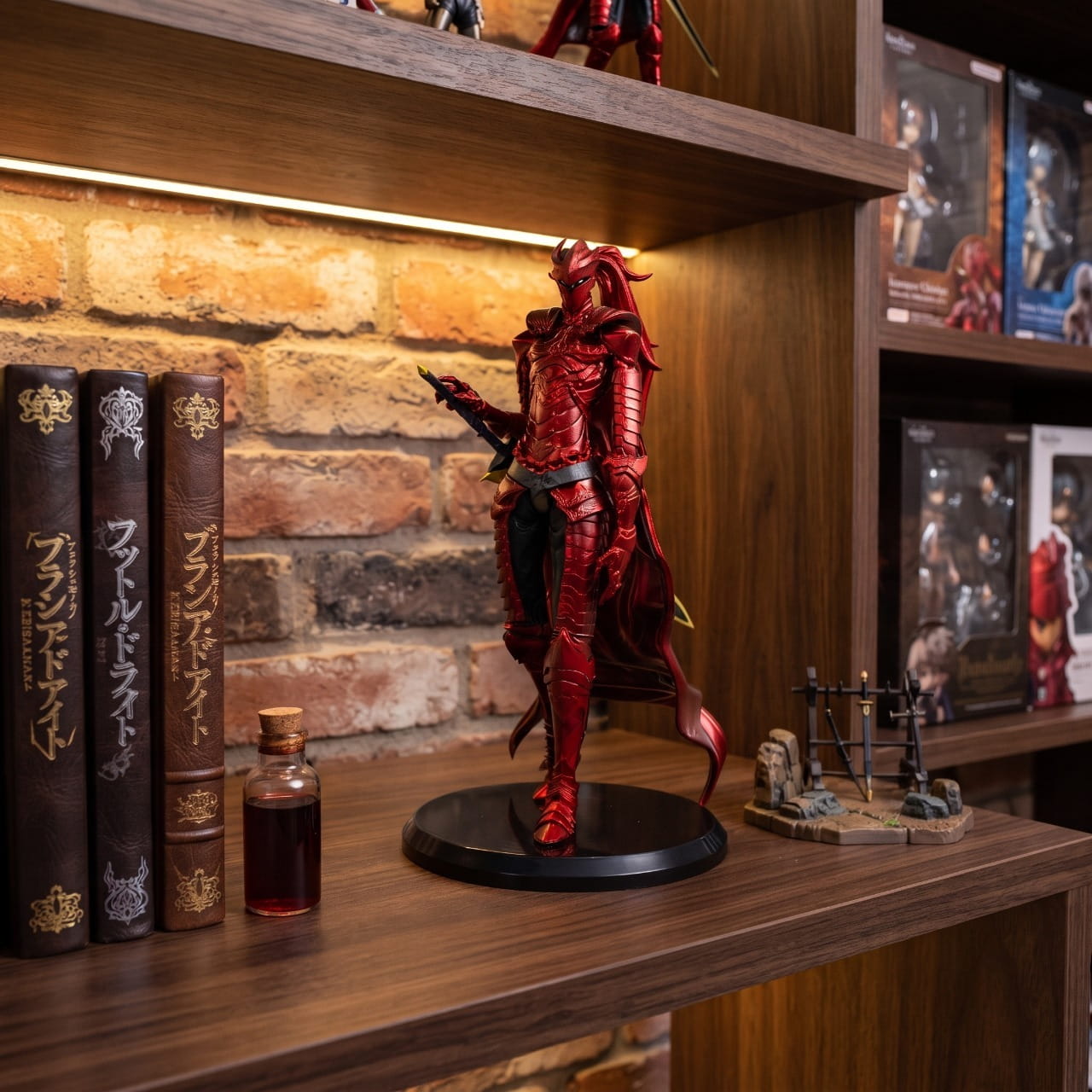 Figurine Igris commandant rouge sang Solo Leveling - exposee sur une etagere (decor non inclus)