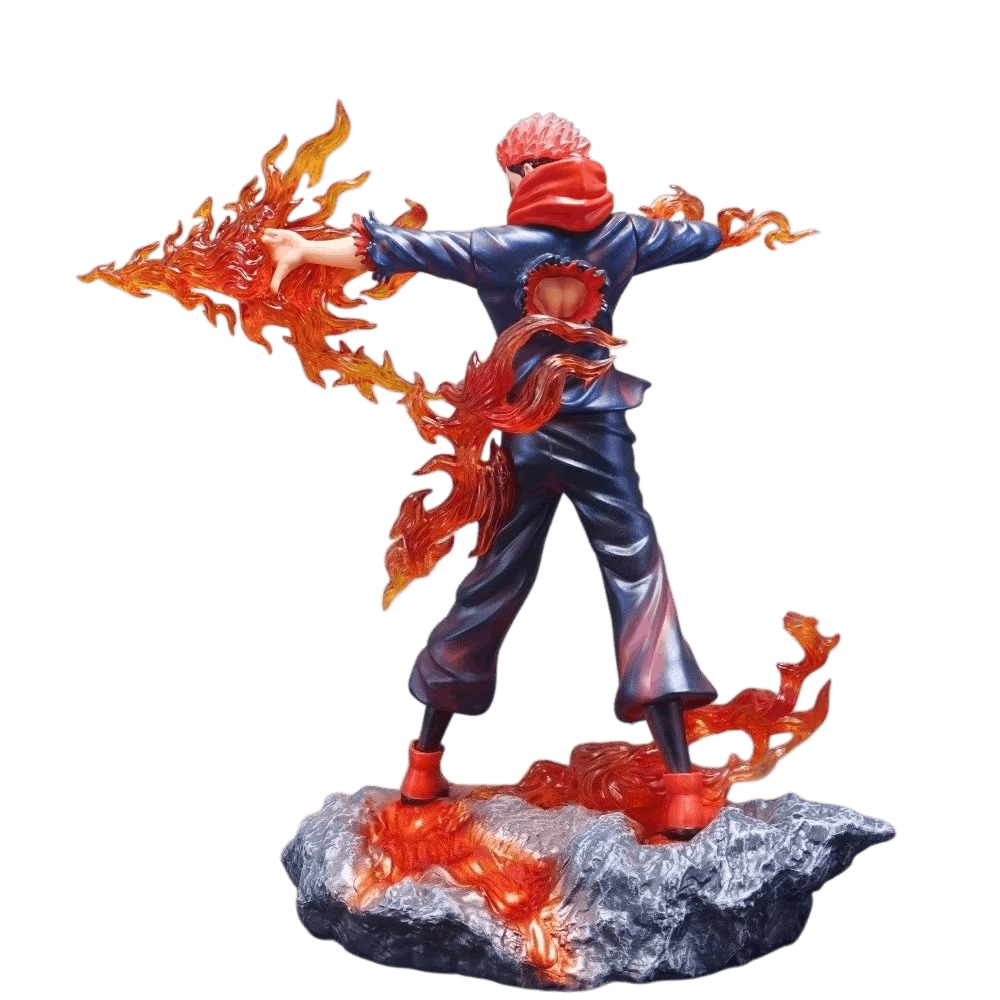 Figurine Sukuna Roi des Fléaux détails des flammes