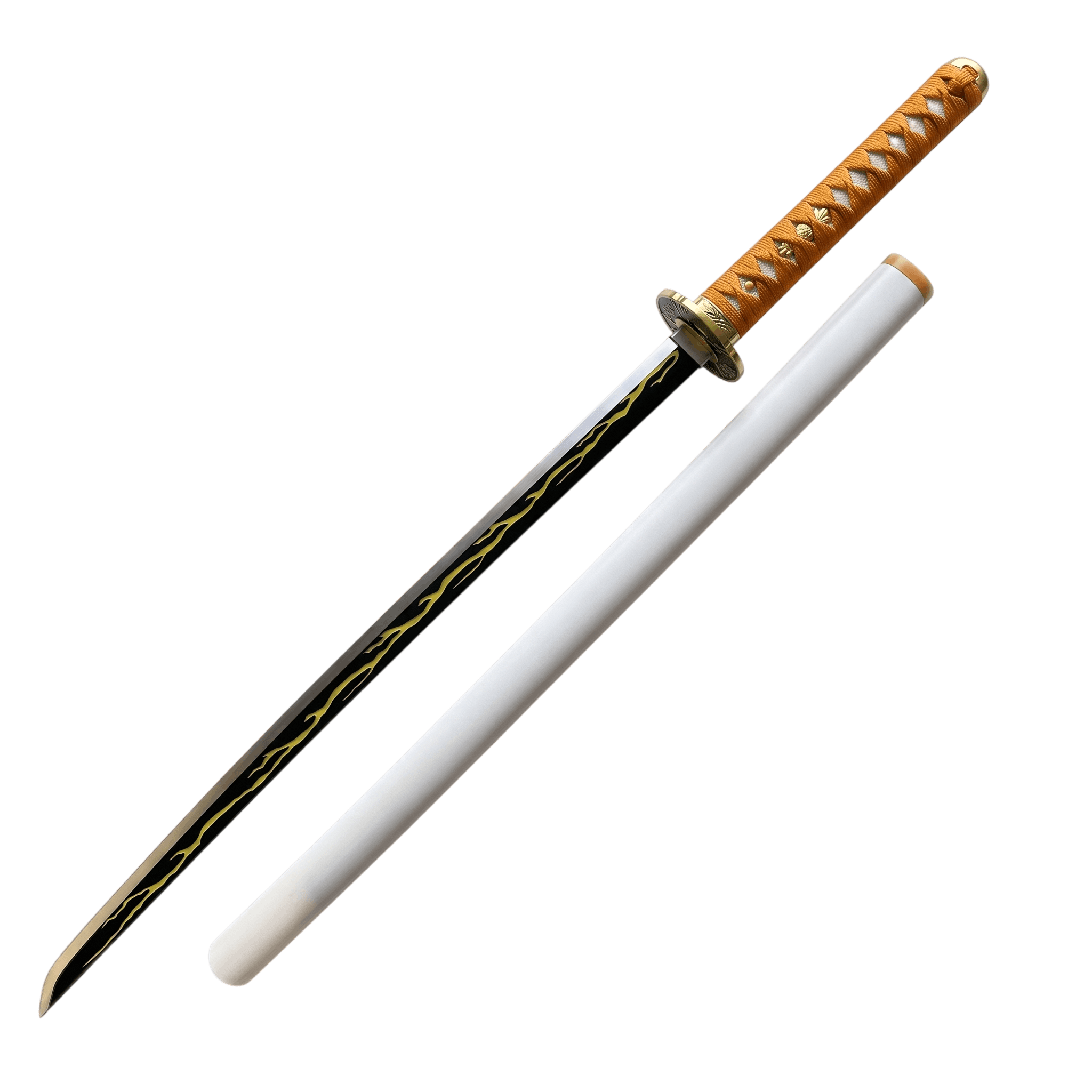Katana Zenitsu Agatsuma Demon Slayer — lame et fourreau, vue de face