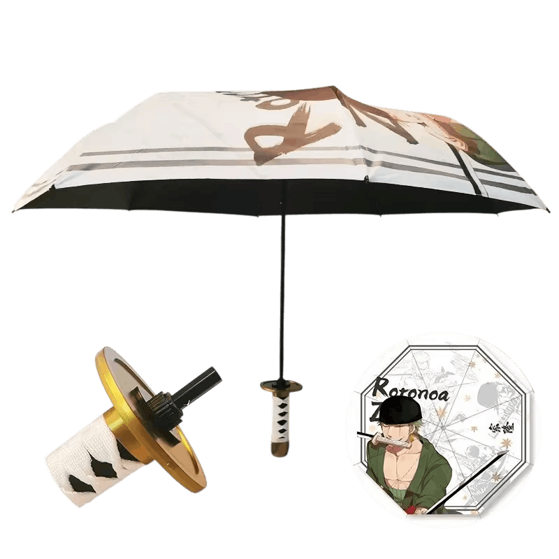 Parapluie Katana Manga – Poignée Sabre, 5 Modèles (Anti-UV) — Zoro, fond clair