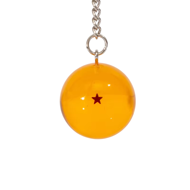 Porte-clés Dragon Ball boule de cristal orange à une étoile, chaînette métal