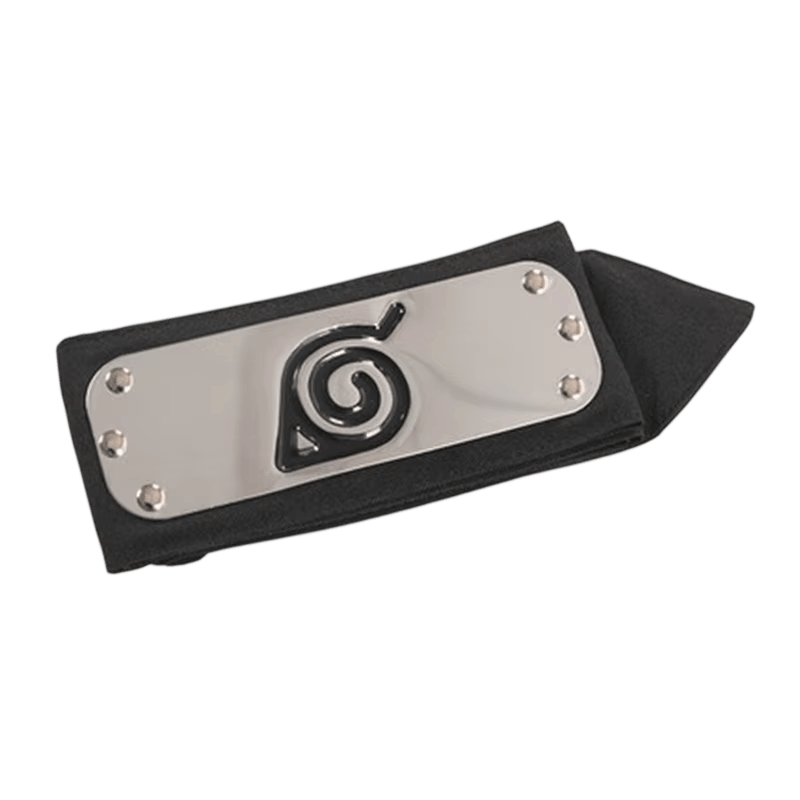 Bandeau Ninja Naruto – Plaque Konoha, 3 Coloris (Polyester) — Noir
