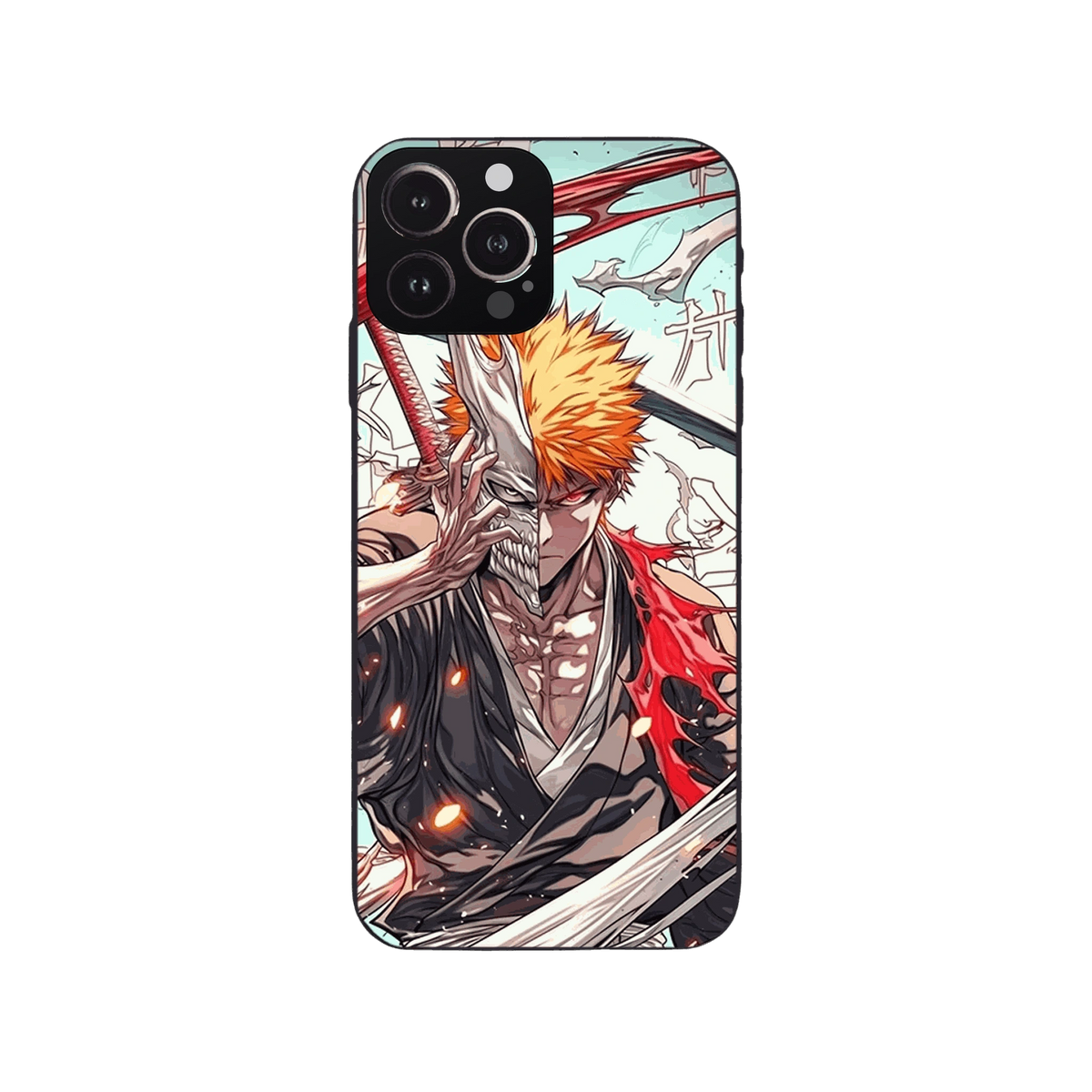 Coque iPhone Bleach – Ichigo, Demi-Masque, dominante turquoise