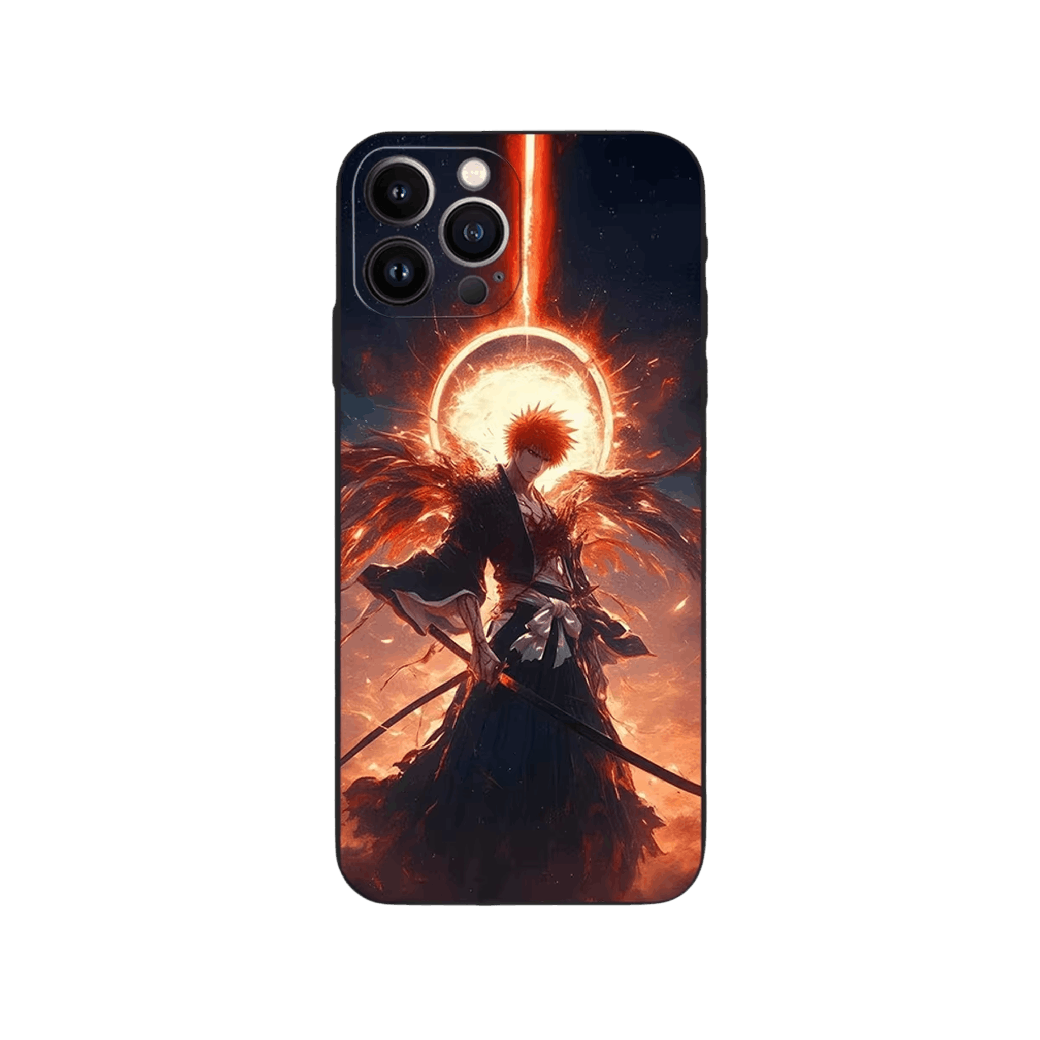 Coque iPhone Bleach – Ichigo aux Deux Lames, dominante orange cuivré