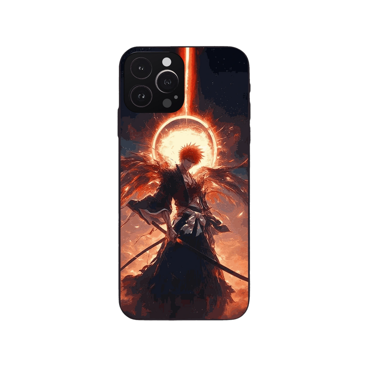 Coque iPhone Bleach – Ichigo aux Deux Lames, dominante orange cuivré