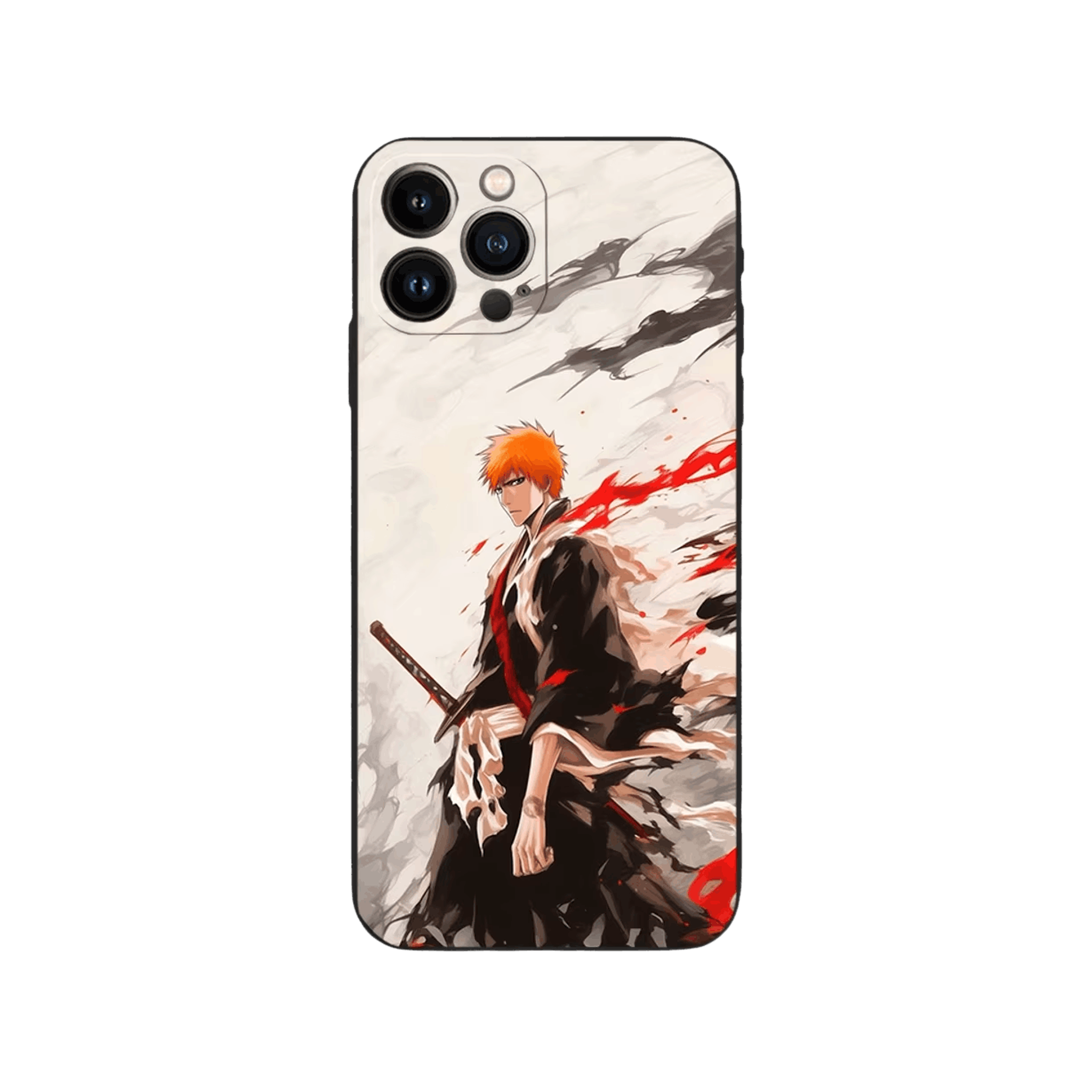 Coque iPhone Bleach – Ichigo à l'Encre, dominante crème et noir