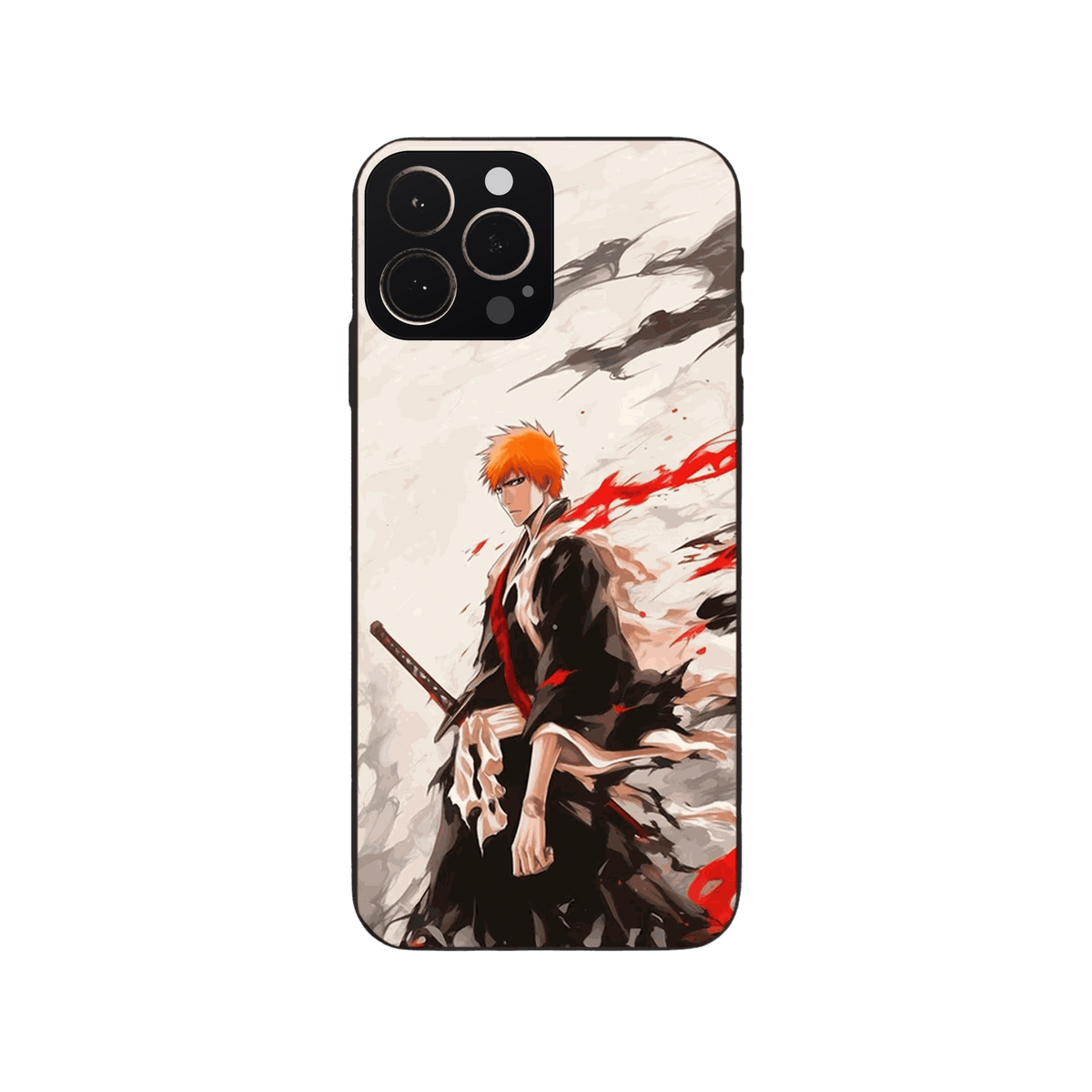 Coque iPhone Bleach – Ichigo à l'Encre, dominante crème et noir