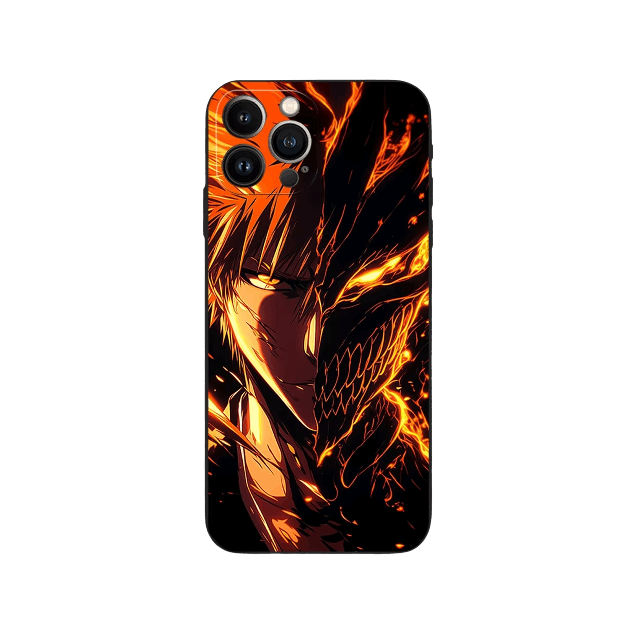 Coque iPhone Bleach – Ichigo, Hollow de Feu, dominante orange et noir