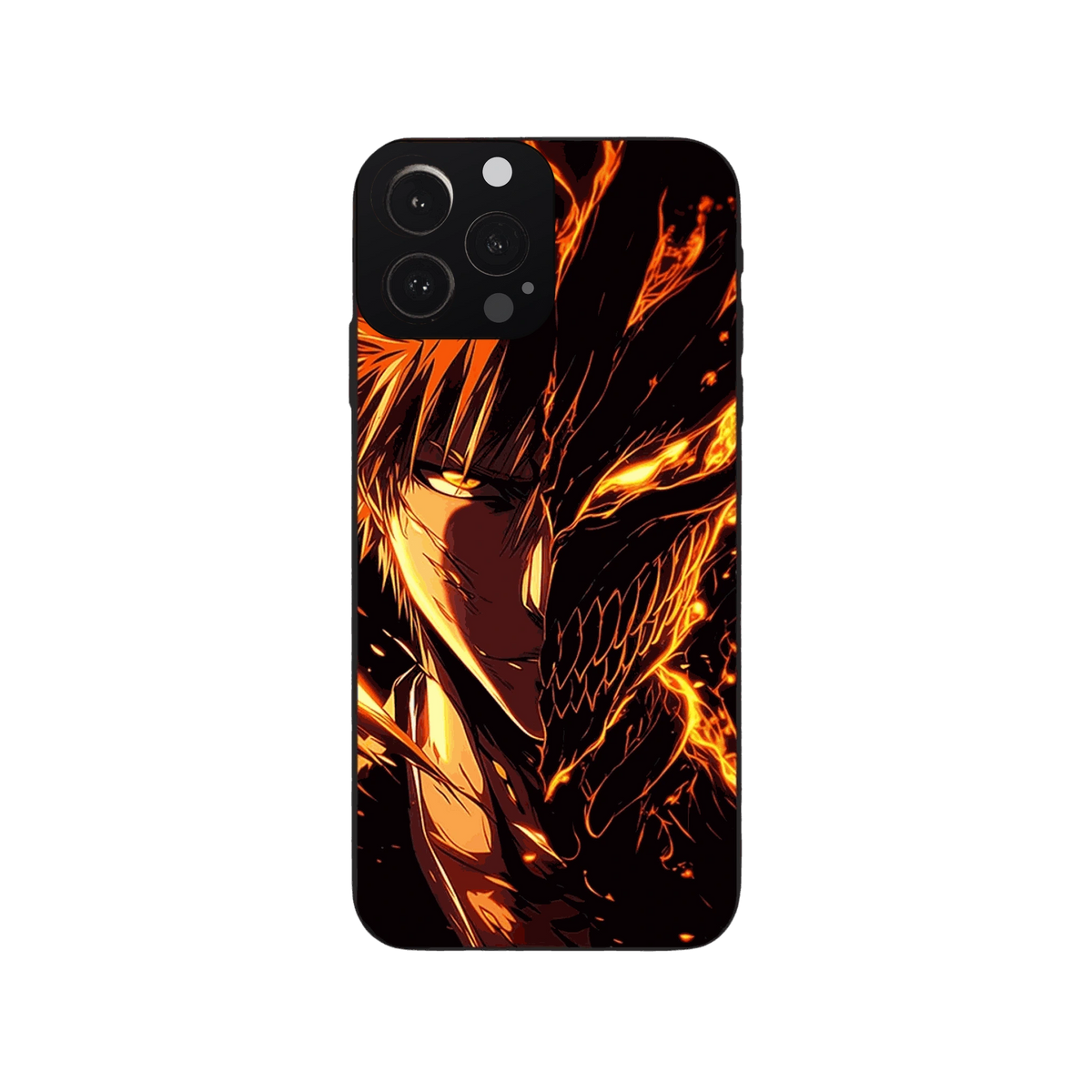 Coque iPhone Bleach – Ichigo, Hollow de Feu, dominante orange et noir