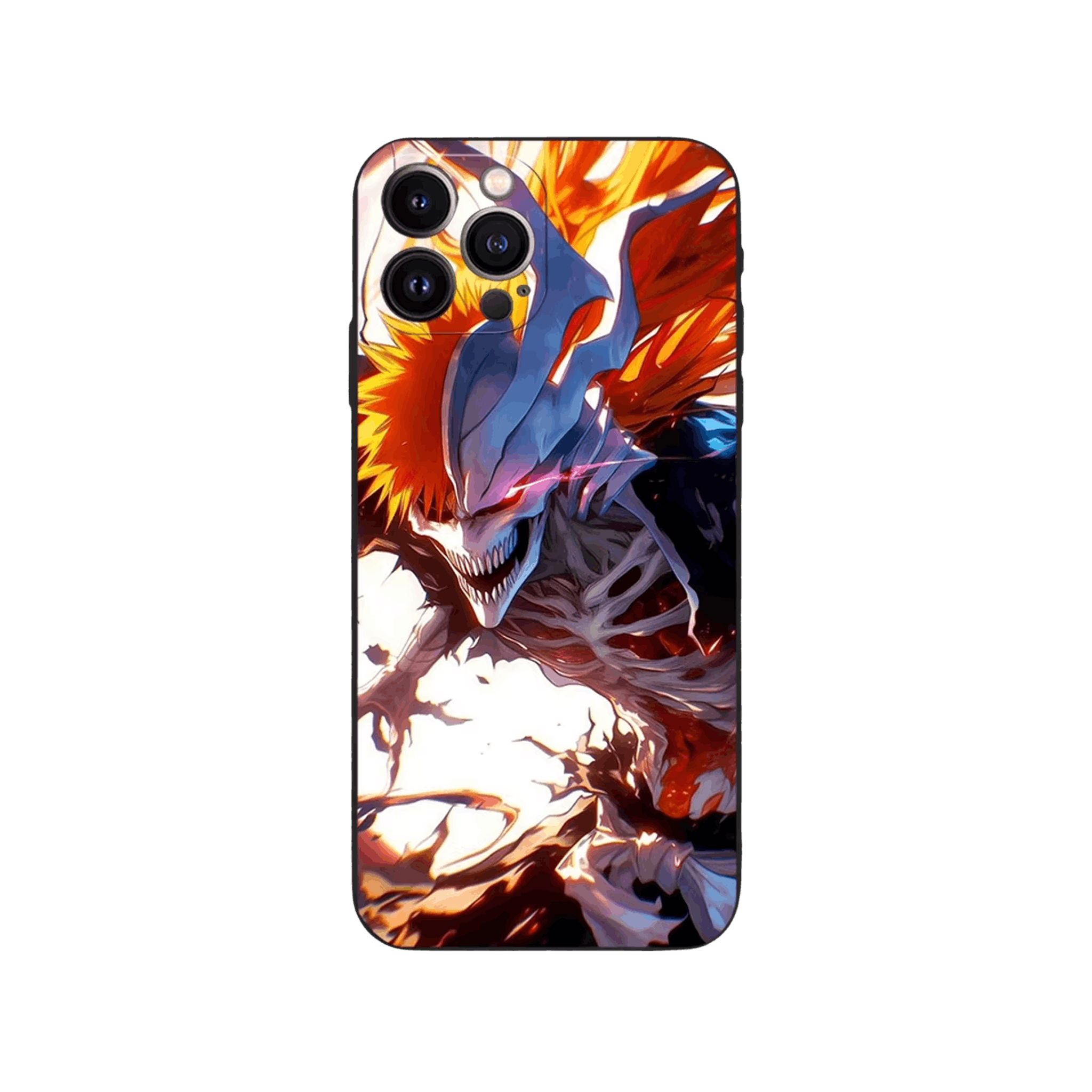 Coque iPhone Bleach – Ichigo, Hollowification, dominante bleu et orange
