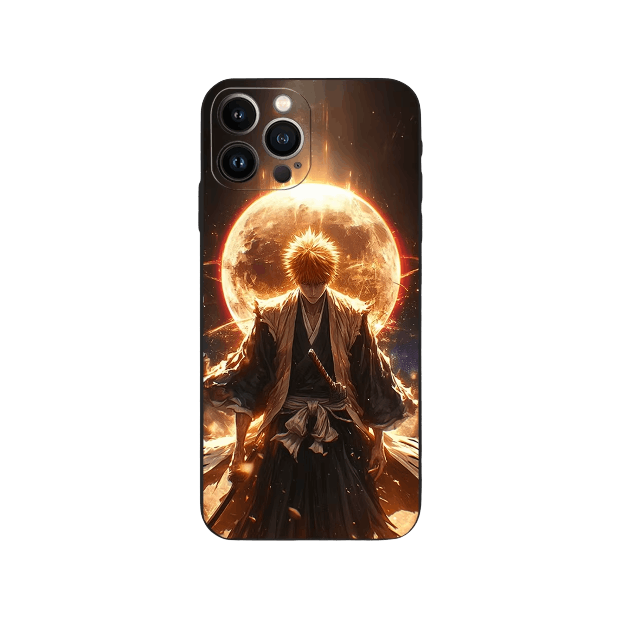Coque iPhone Bleach – Ichigo, Pleine Lune, dominante doré