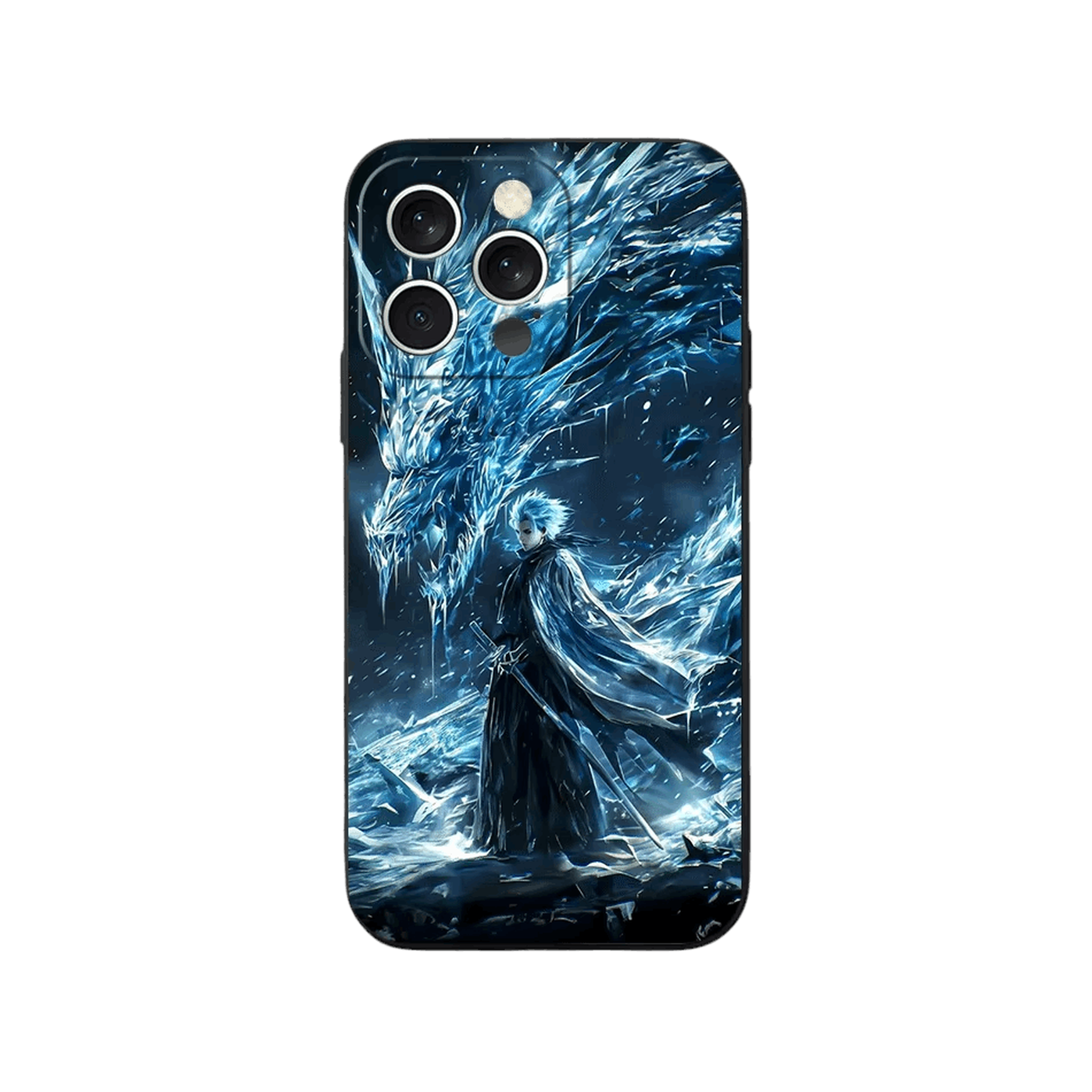 Coque iPhone Bleach – Tōshirō et le Dragon de Glace, dominante bleu glacier