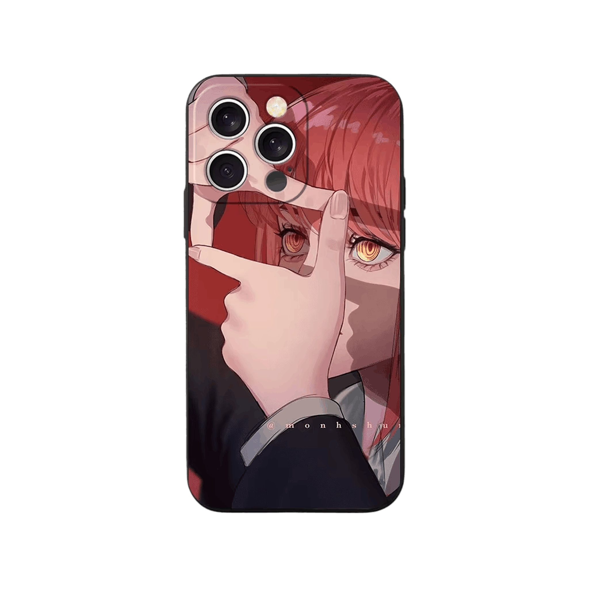 Coque iPhone Chainsaw Man – Makima, la Main en Cadre, dominante rouge sourd
