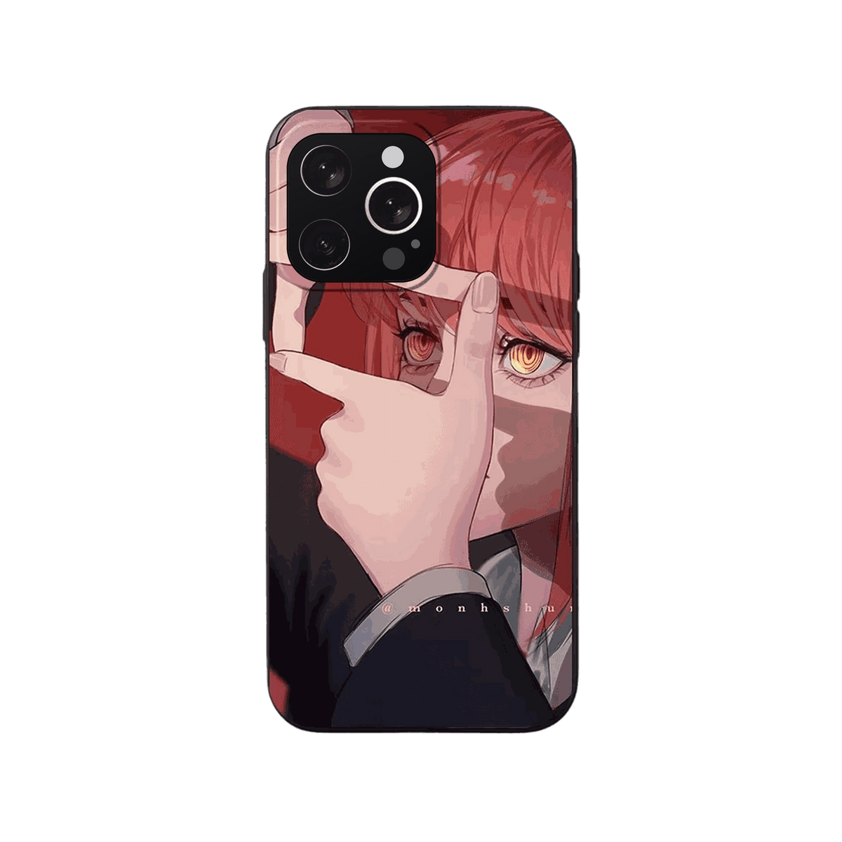 Coque iPhone Chainsaw Man – Makima, la Main en Cadre, dominante rouge sourd