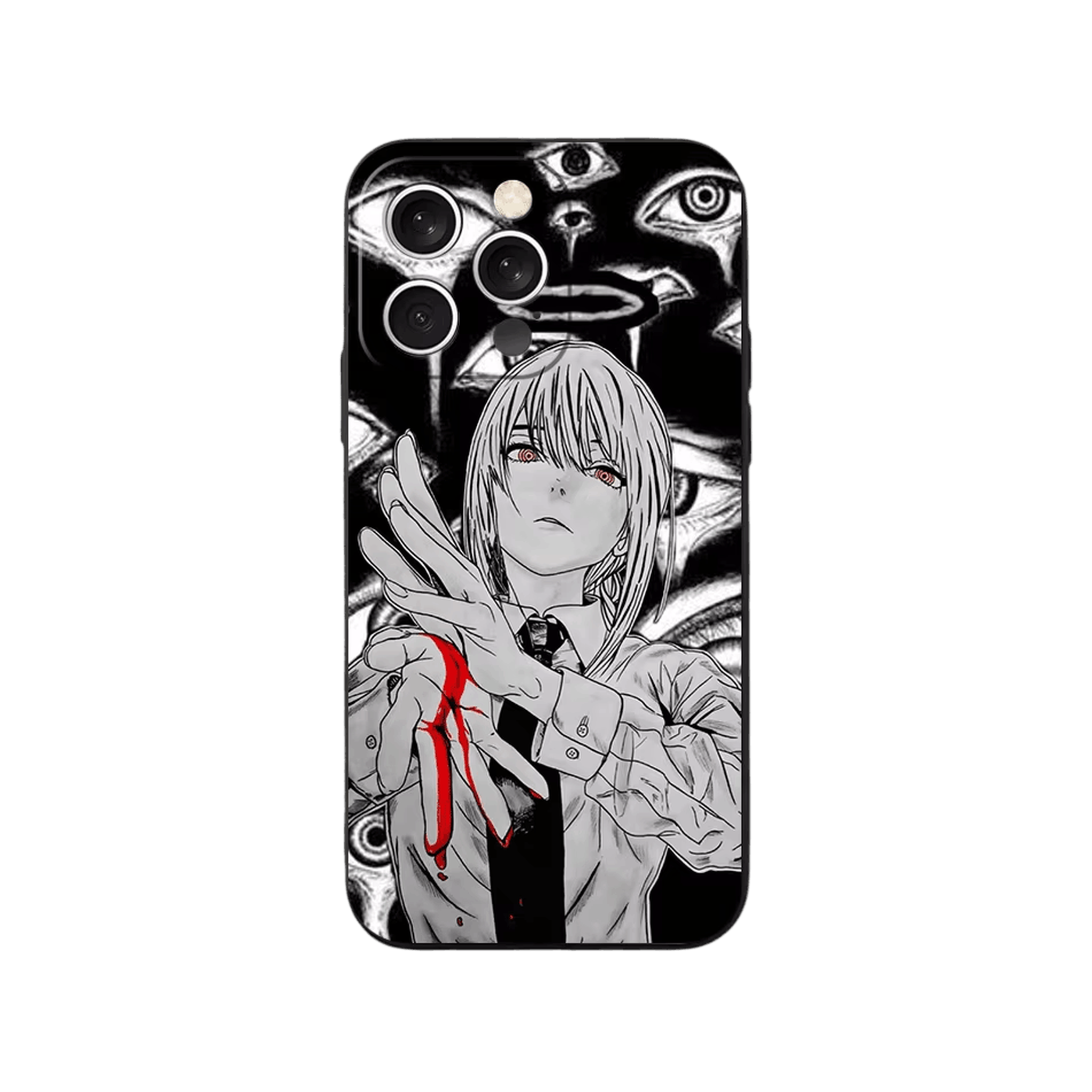 Coque iPhone Chainsaw Man – Makima, le Mur d'Yeux, dominante noir et blanc