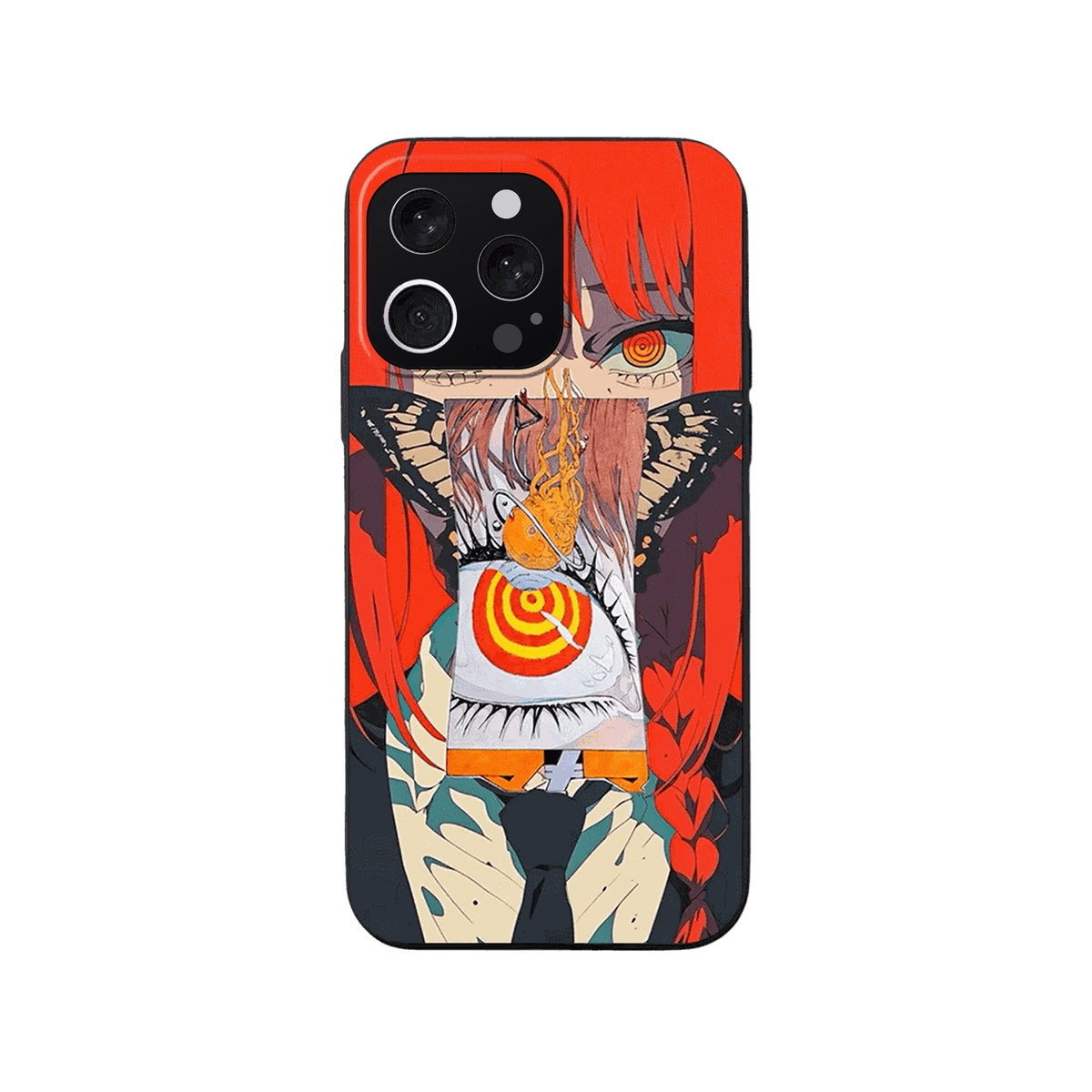 Coque iPhone Chainsaw Man – Makima, l'Œil en Médaillon, dominante orange vif