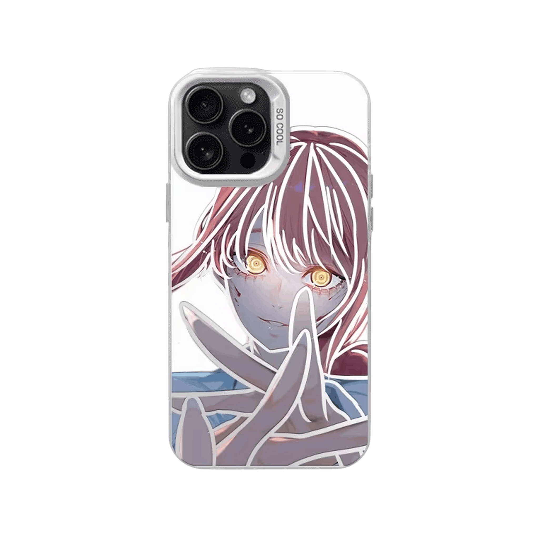 Coque iPhone Chainsaw Man – Makima, Regard Doré, dominante blanc