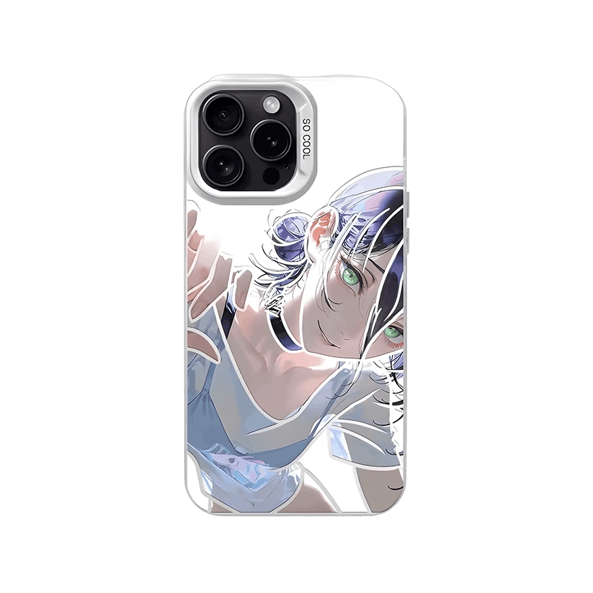 Coque iPhone Chainsaw Man – Reze, Regard d'Été, dominante bleu très clair
