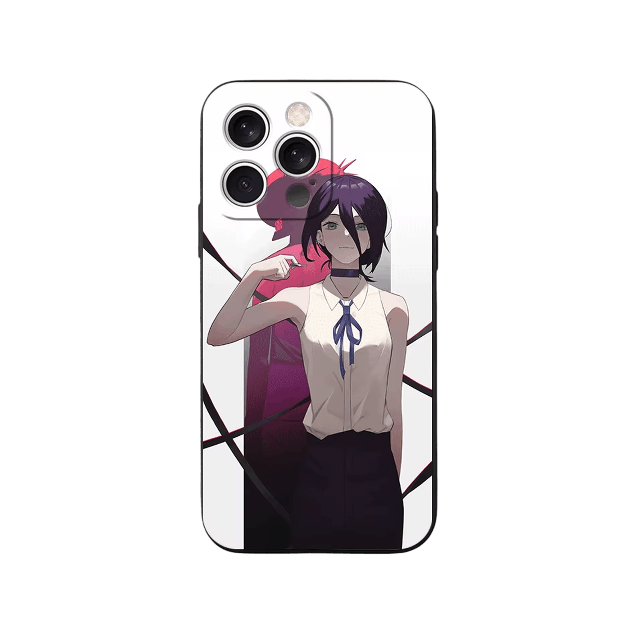 Coque iPhone Chainsaw Man – Reze et l'Ombre Rouge, dominante blanc et rouge