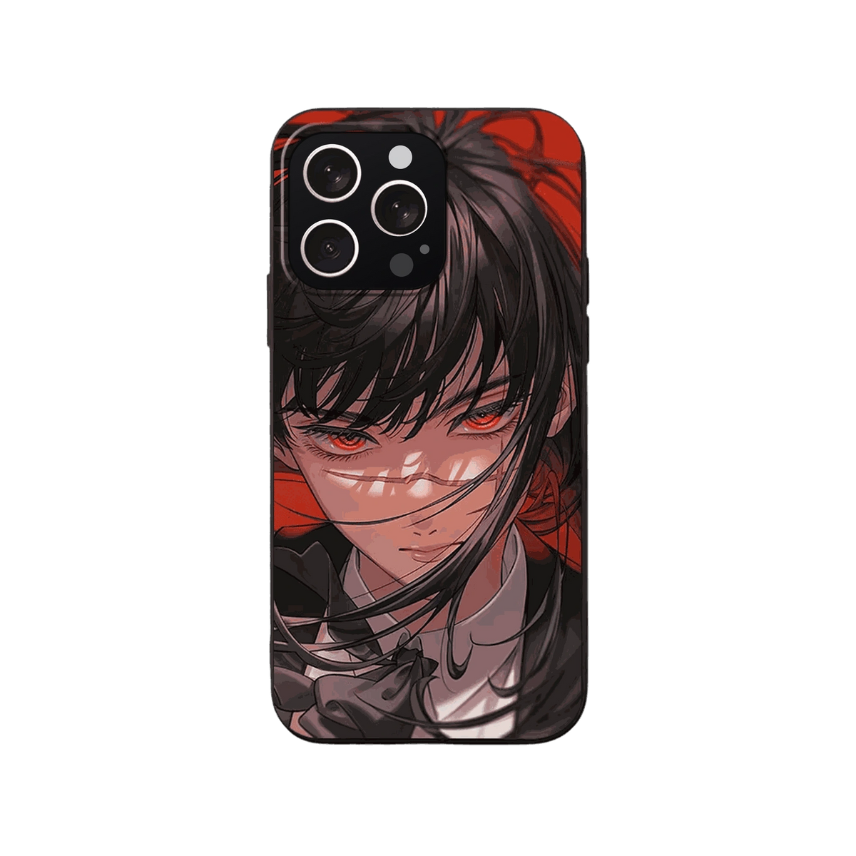 Coque iPhone Chainsaw Man – Yoru, Regard Rouge, dominante rouge sombre