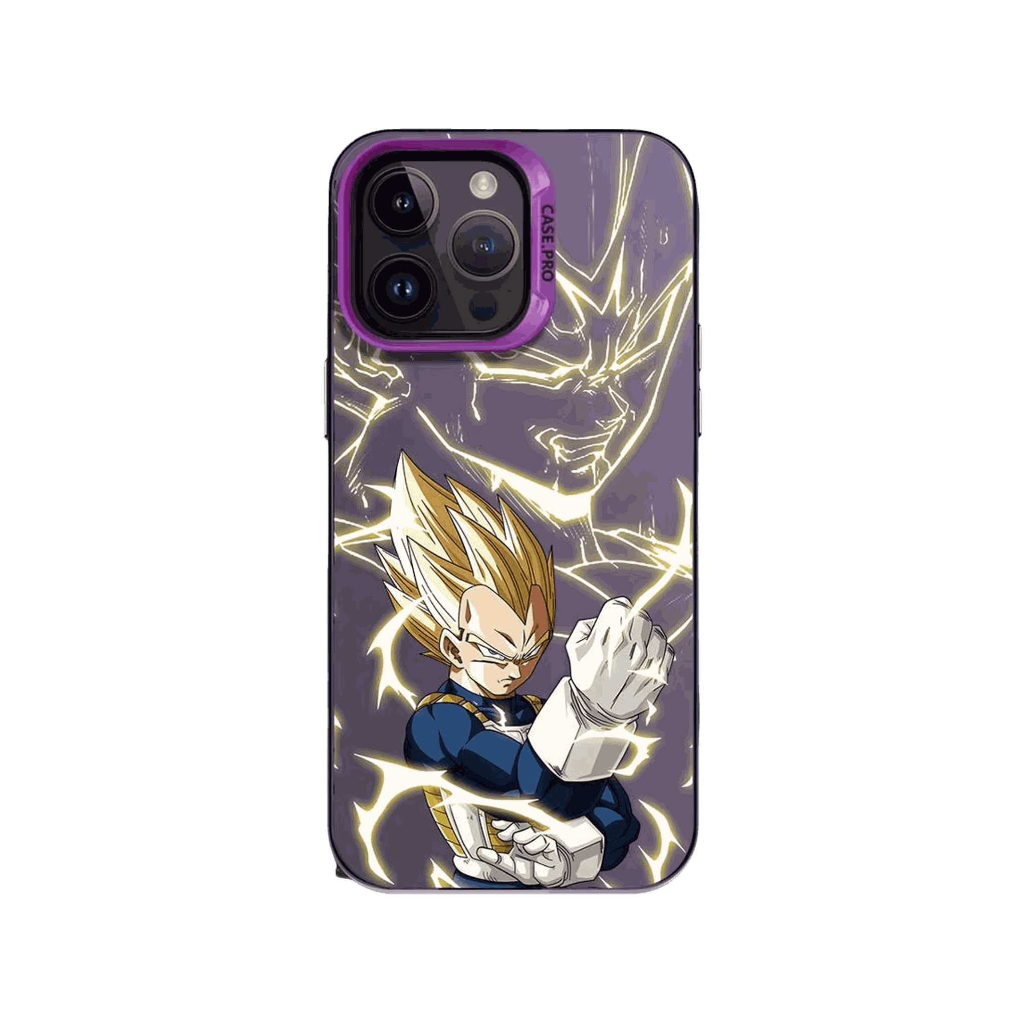 Coque iPhone Dragon Ball – Vegeta, la Foudre du Prince, coloris violet