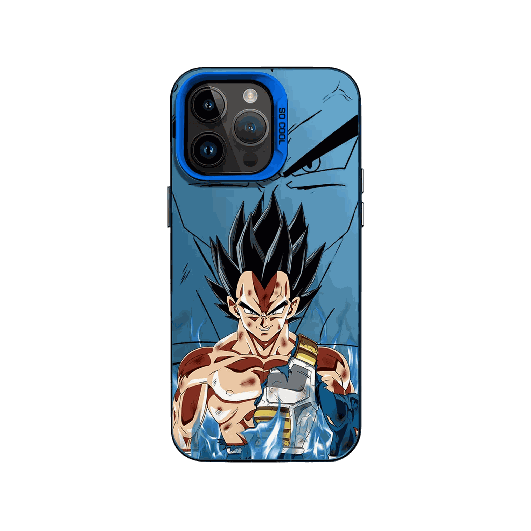 Coque iPhone Dragon Ball – Vegeta, l'Orgueil au Combat, dominante bleue