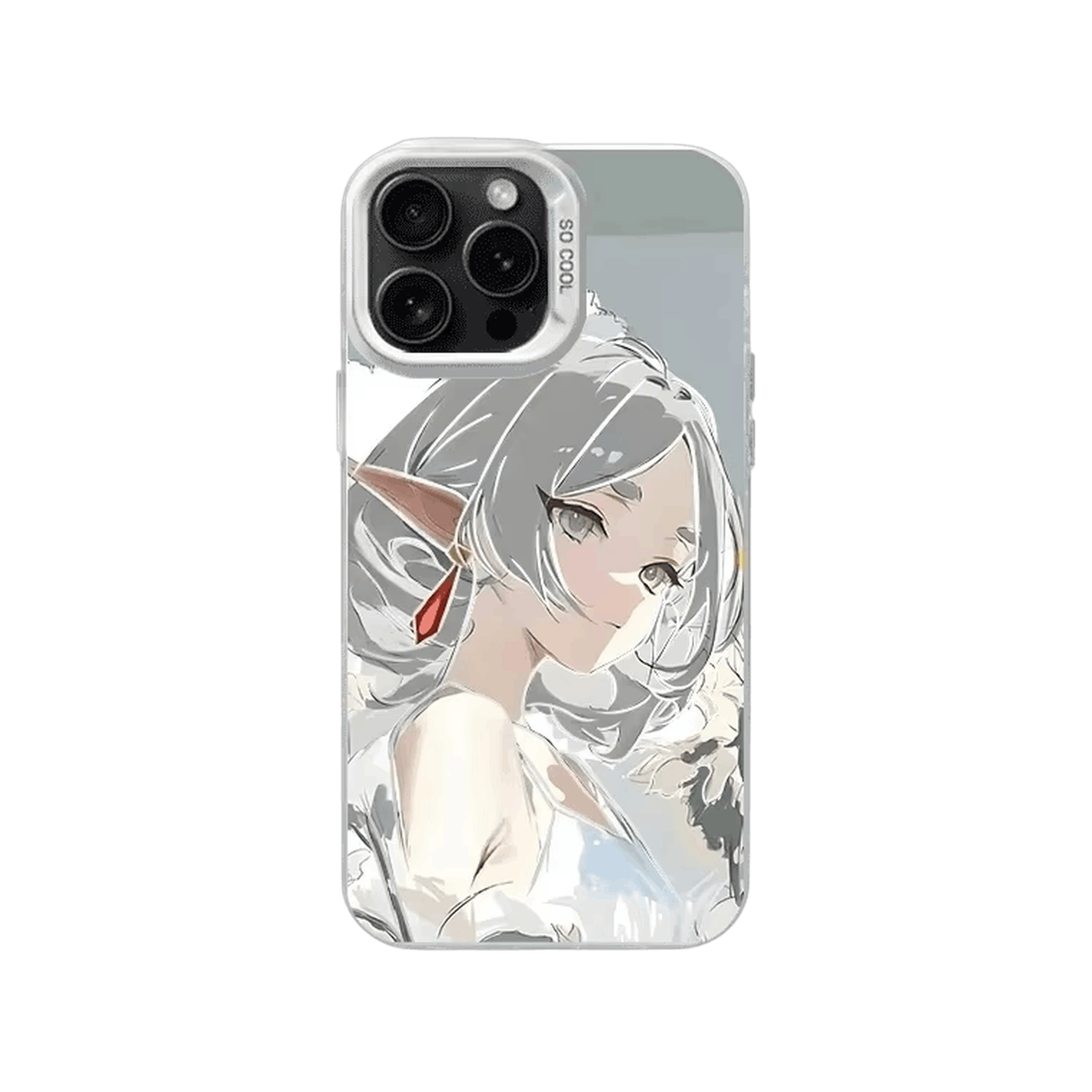 Coque iPhone Frieren – Frieren, Portrait d'Argent, dominante gris argenté