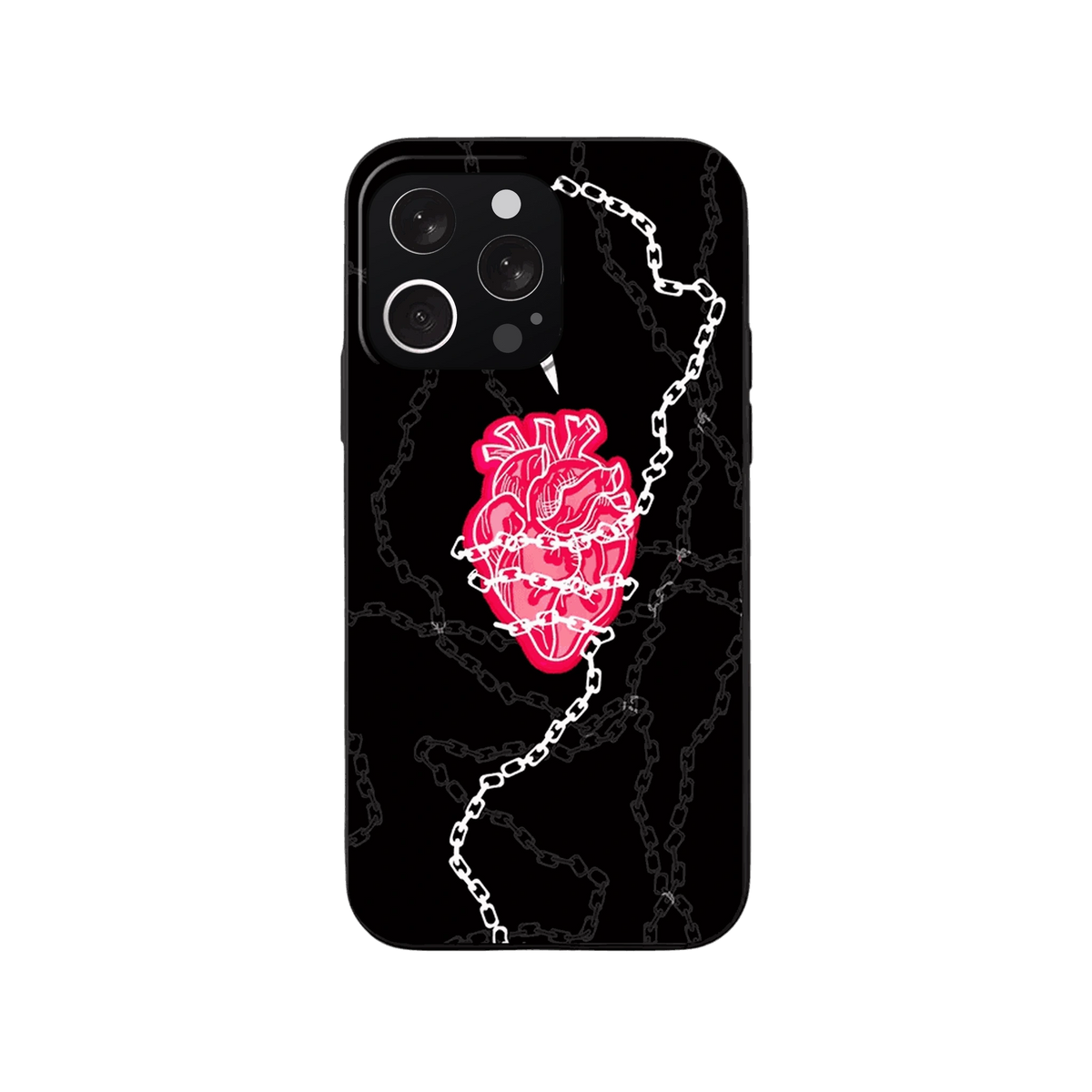 Coque iPhone Hunter x Hunter – Chaînes et Cœur, dominante noir et rose