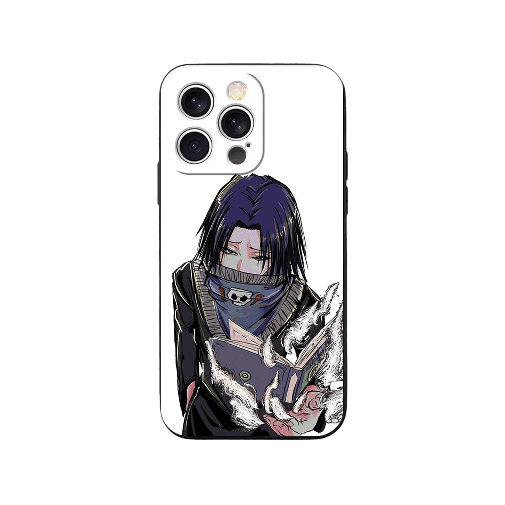 Coque iPhone Hunter x Hunter – Feitan et le Grimoire, dominante blanc et gris
