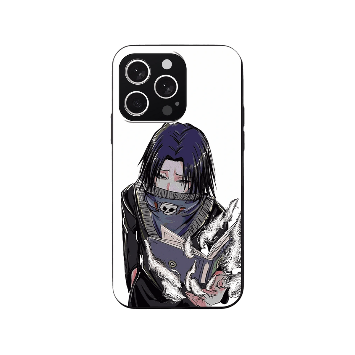 Coque iPhone Hunter x Hunter – Feitan et le Grimoire, dominante blanc et gris