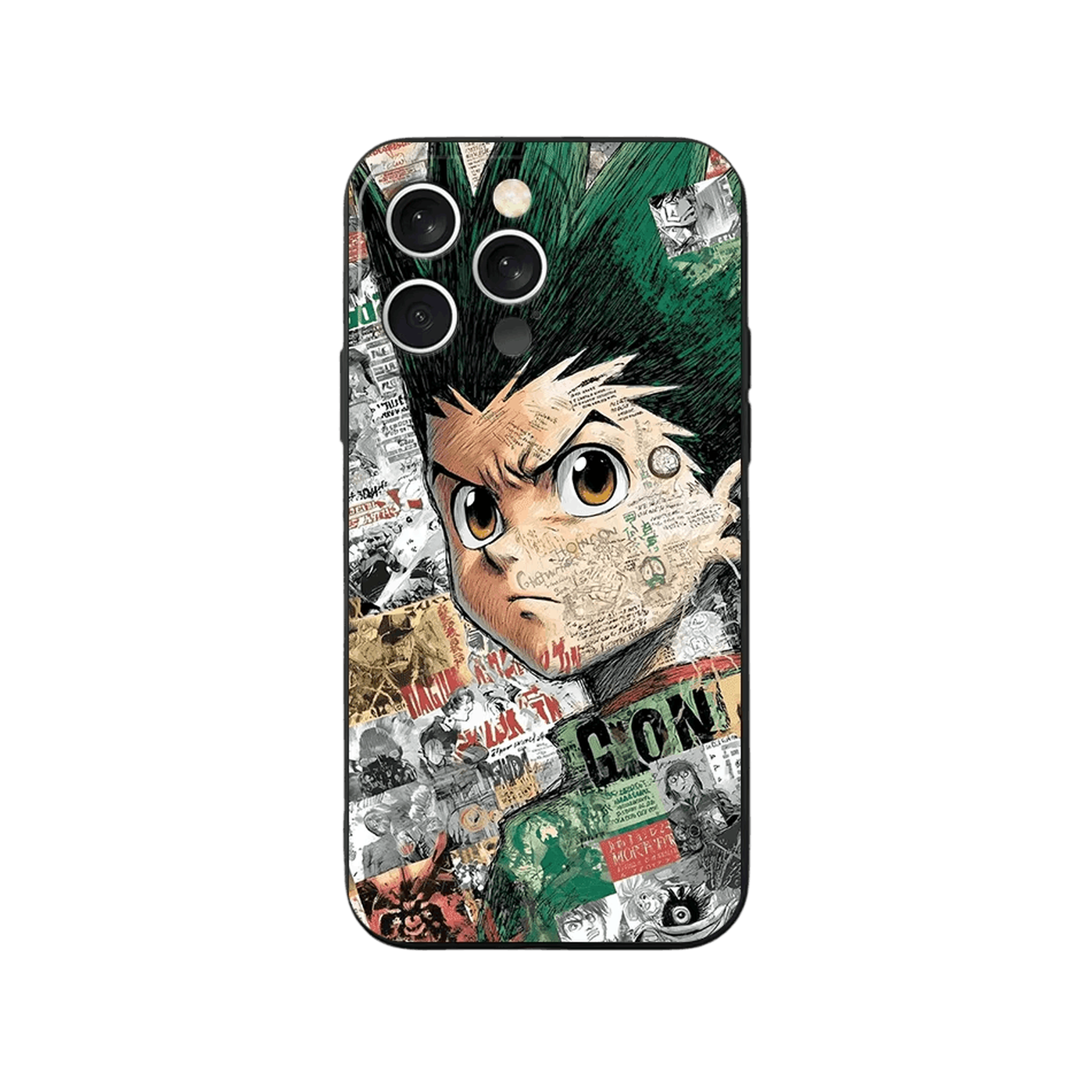 Coque iPhone Hunter x Hunter – Gon, Collage Couleur, dominante vert et crème
