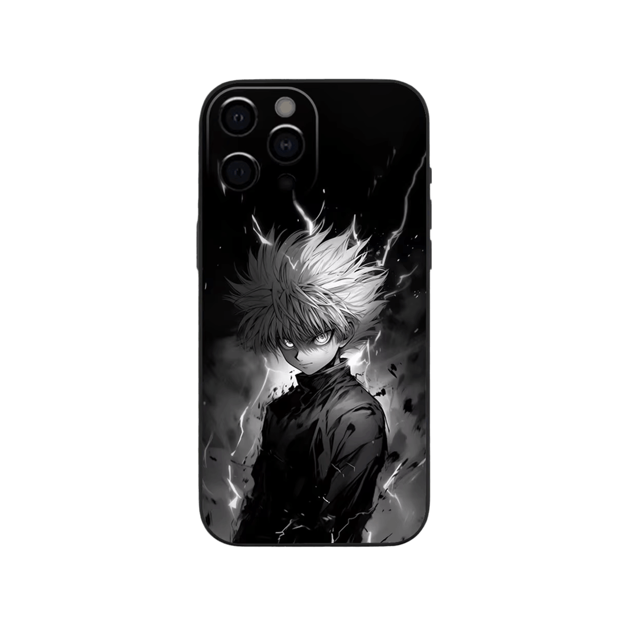Coque iPhone Hunter x Hunter – Killua à l'Encre, dominante noir et blanc