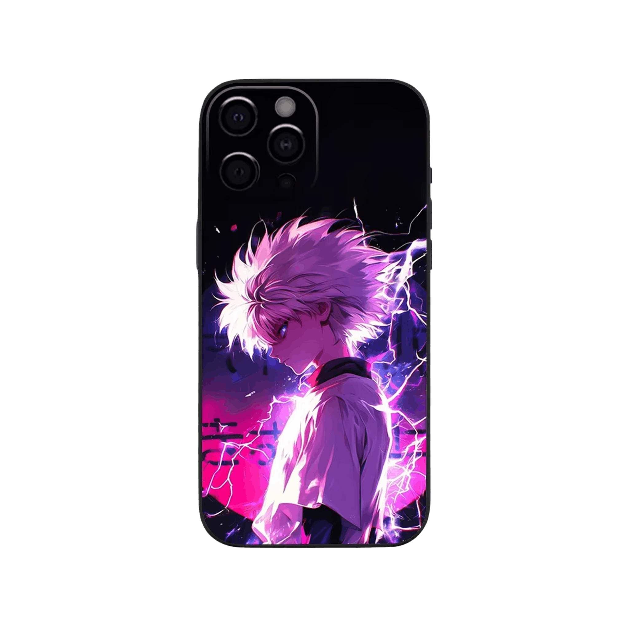 Coque iPhone Hunter x Hunter – Killua, Néon Violet, dominante violet et magenta