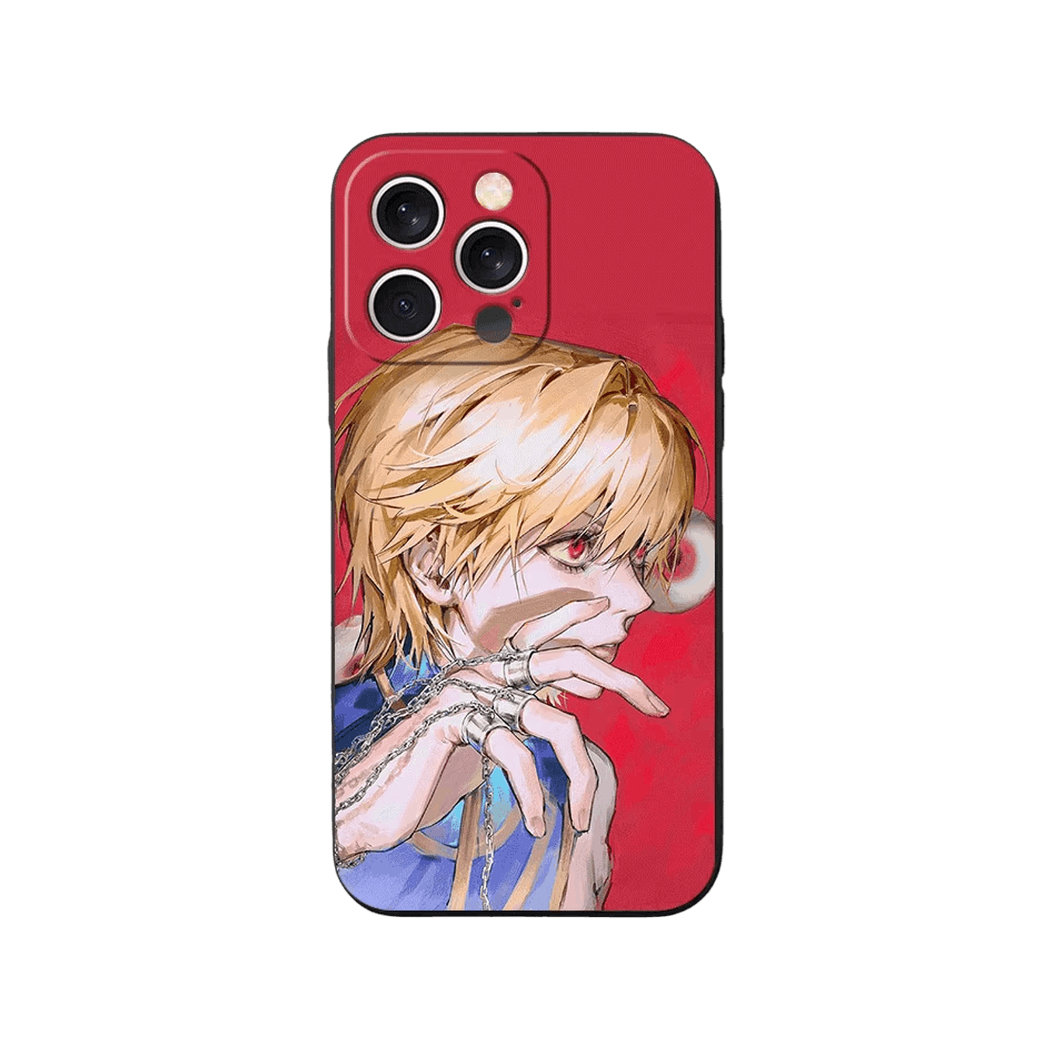 Coque iPhone Hunter x Hunter – Kurapika, Fond Rouge, dominante rouge