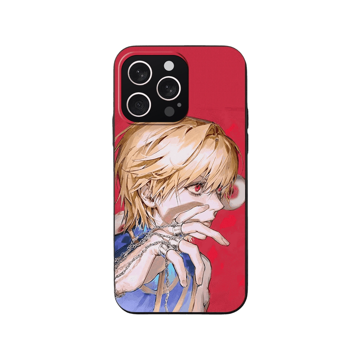 Coque iPhone Hunter x Hunter – Kurapika, Fond Rouge, dominante rouge