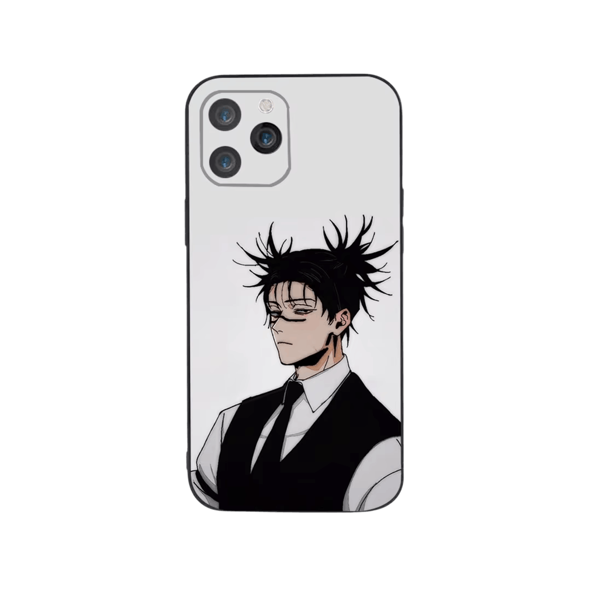Coque iPhone Jujutsu Kaisen illustrant choso en costume en dominante blanc