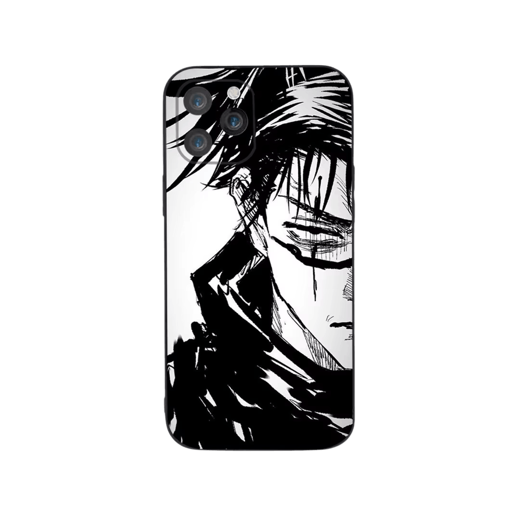 Coque iPhone Jujutsu Kaisen illustrant choso à l'encre en dominante noir et blanc