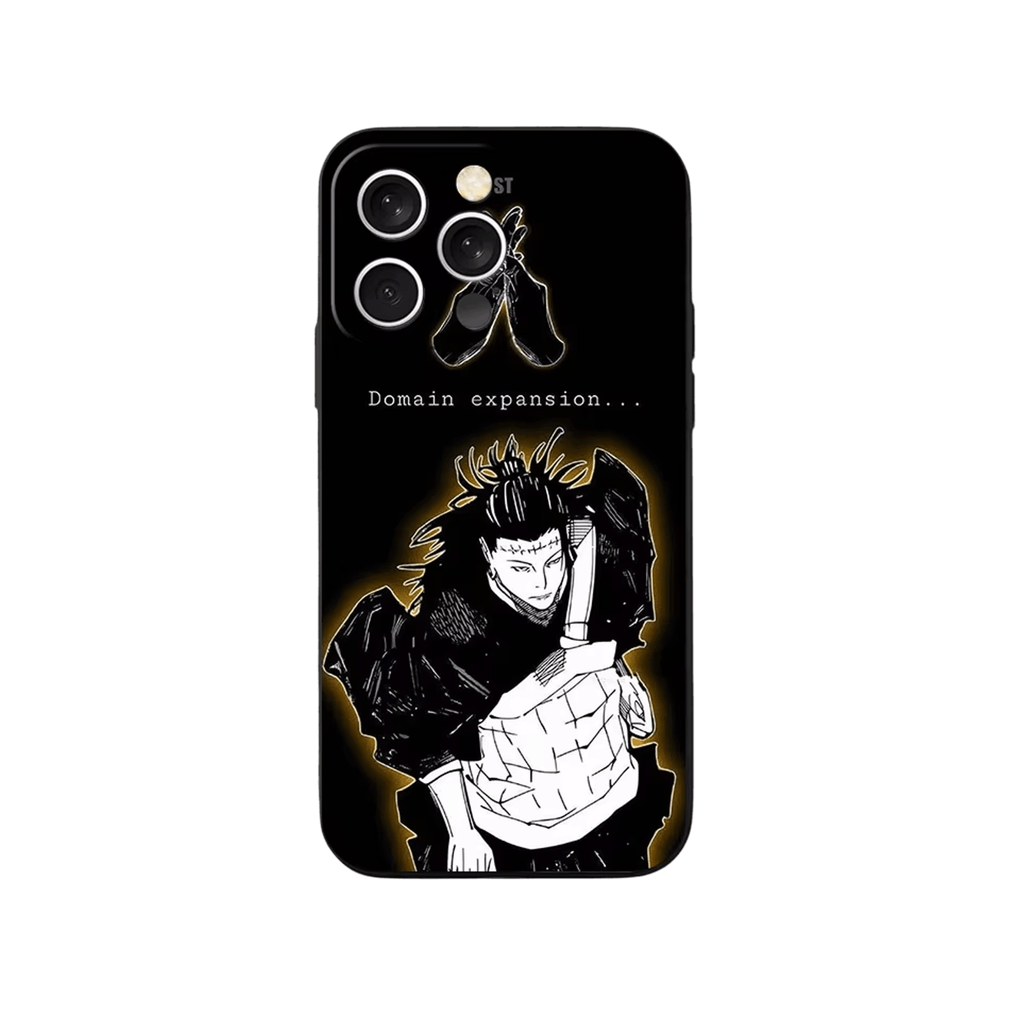 Coque iPhone Jujutsu Kaisen – Domaine Doré, dominante noir et doré