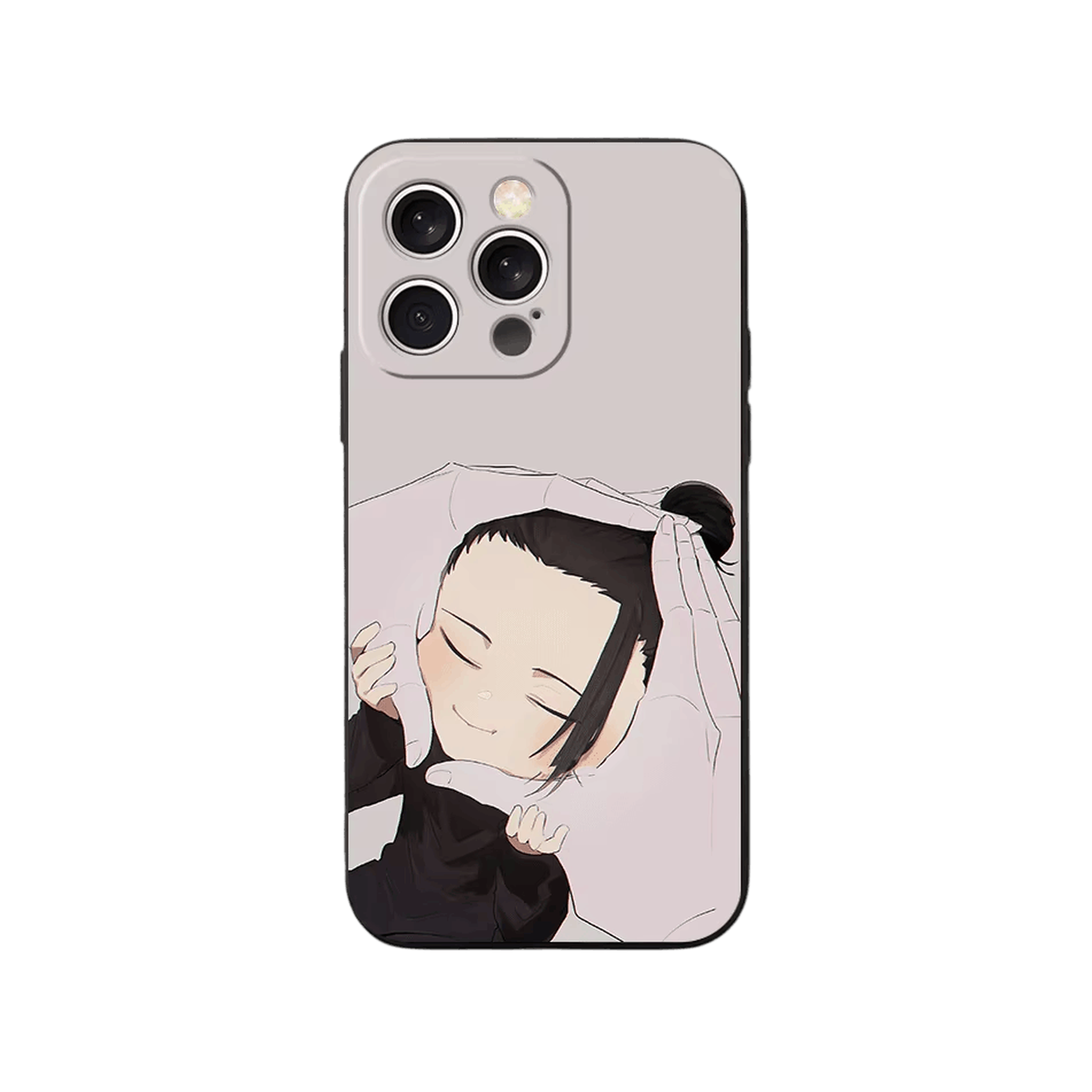 Coque iPhone Jujutsu Kaisen – Geto au Réveil, dominante crème