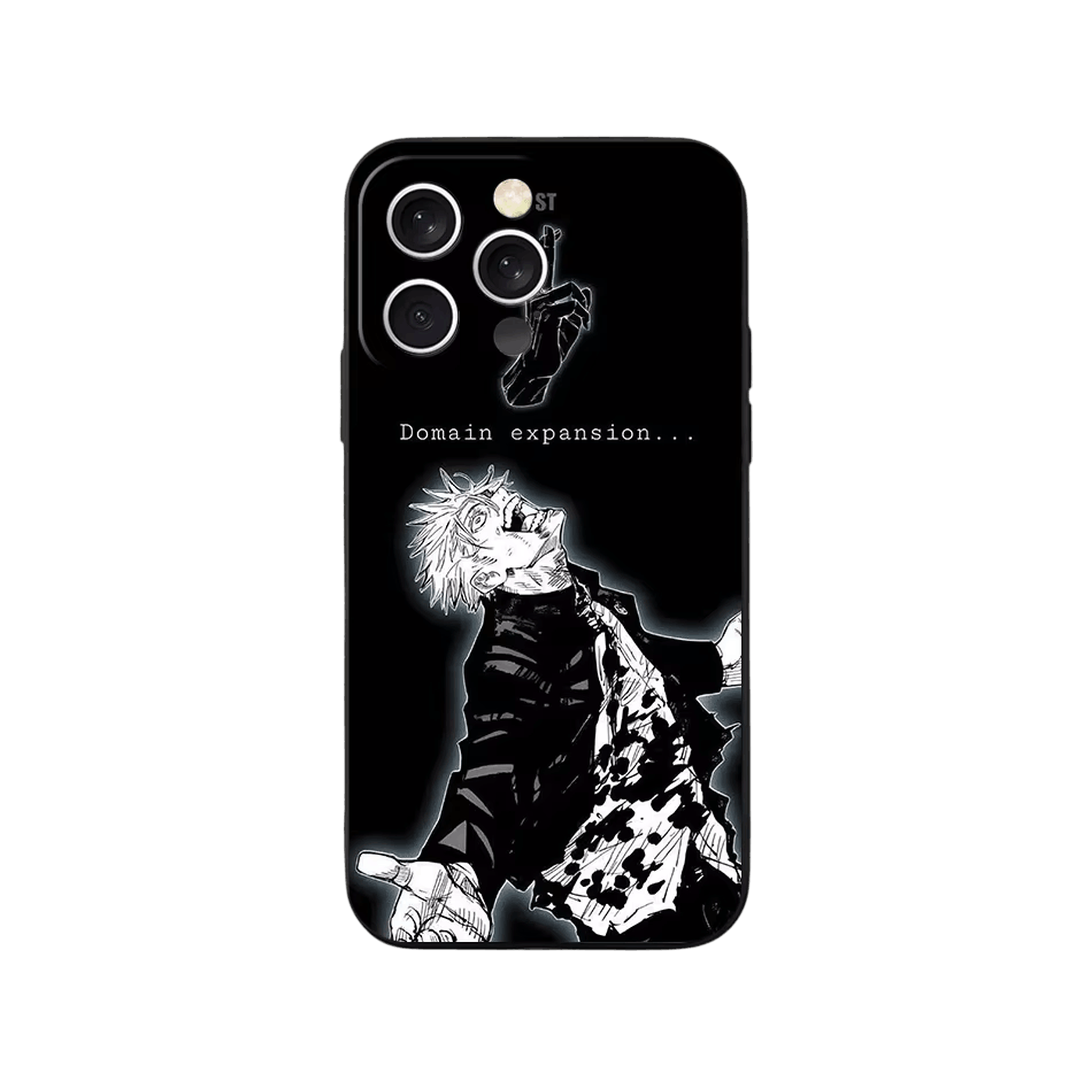Coque iPhone Jujutsu Kaisen – Gojo, Halo Blanc, dominante noir et blanc